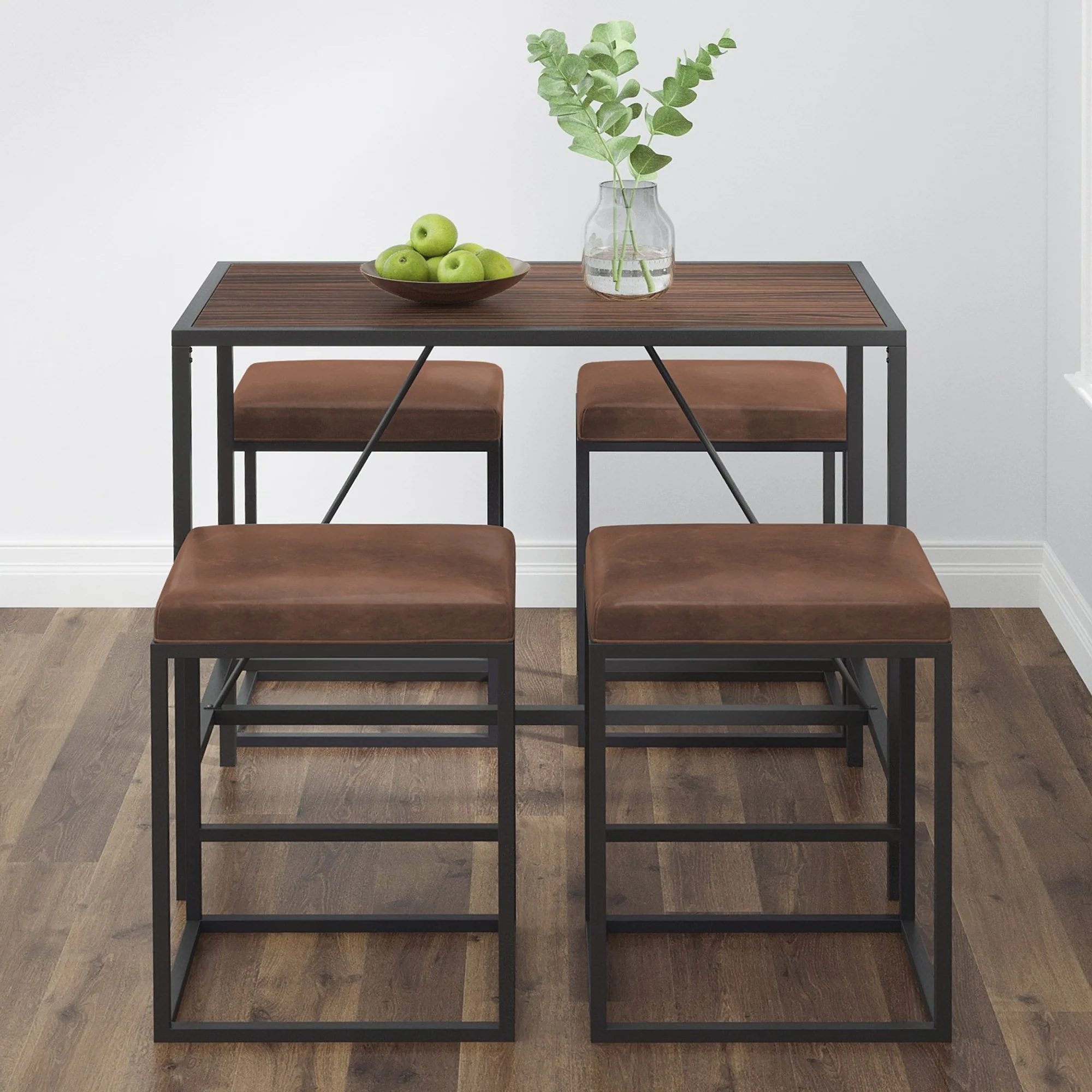 Modern Geo Black And Walnut Five Piece Bar Set By Homeroots - Image 6