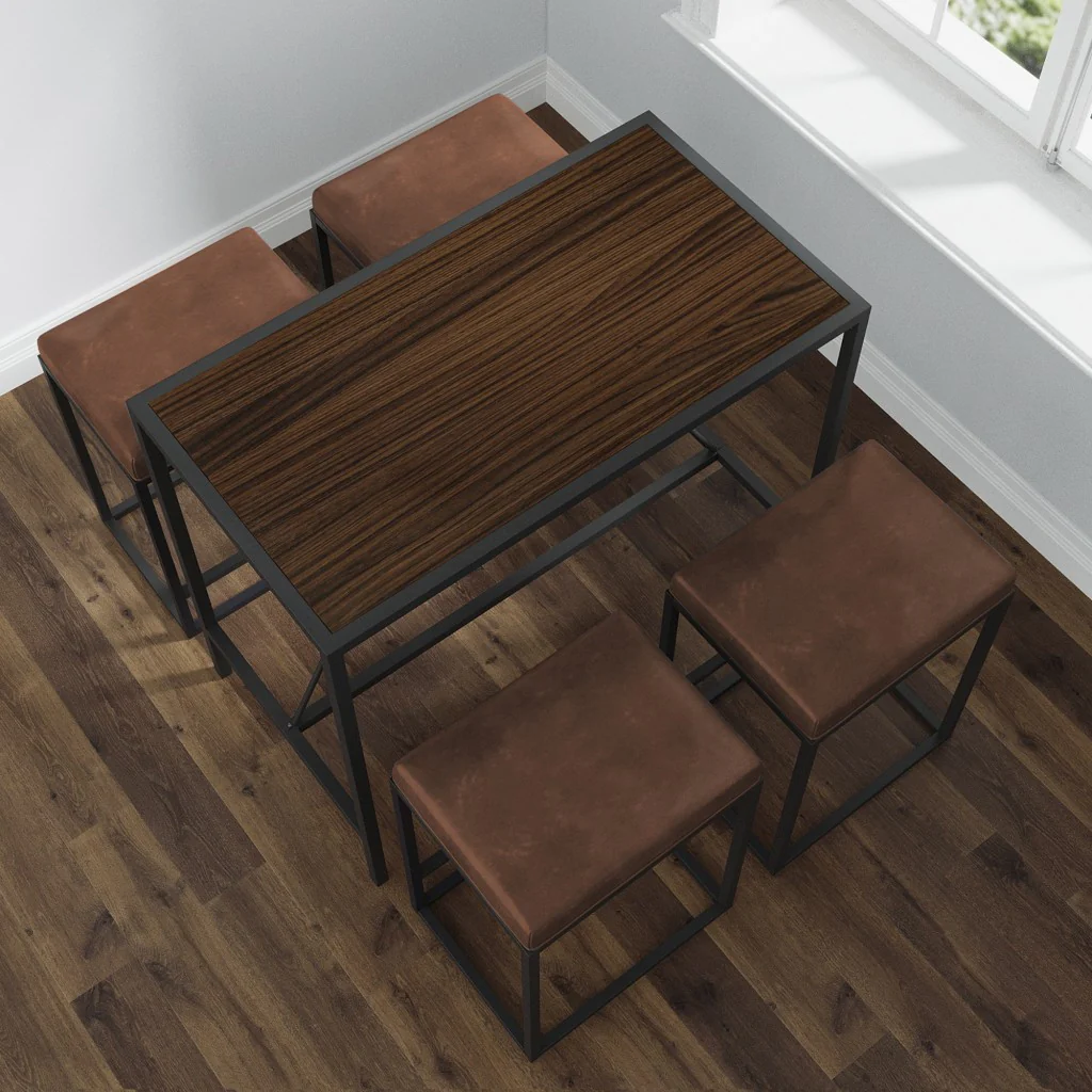 Modern Geo Black And Walnut Five Piece Bar Set By Homeroots - Image 7