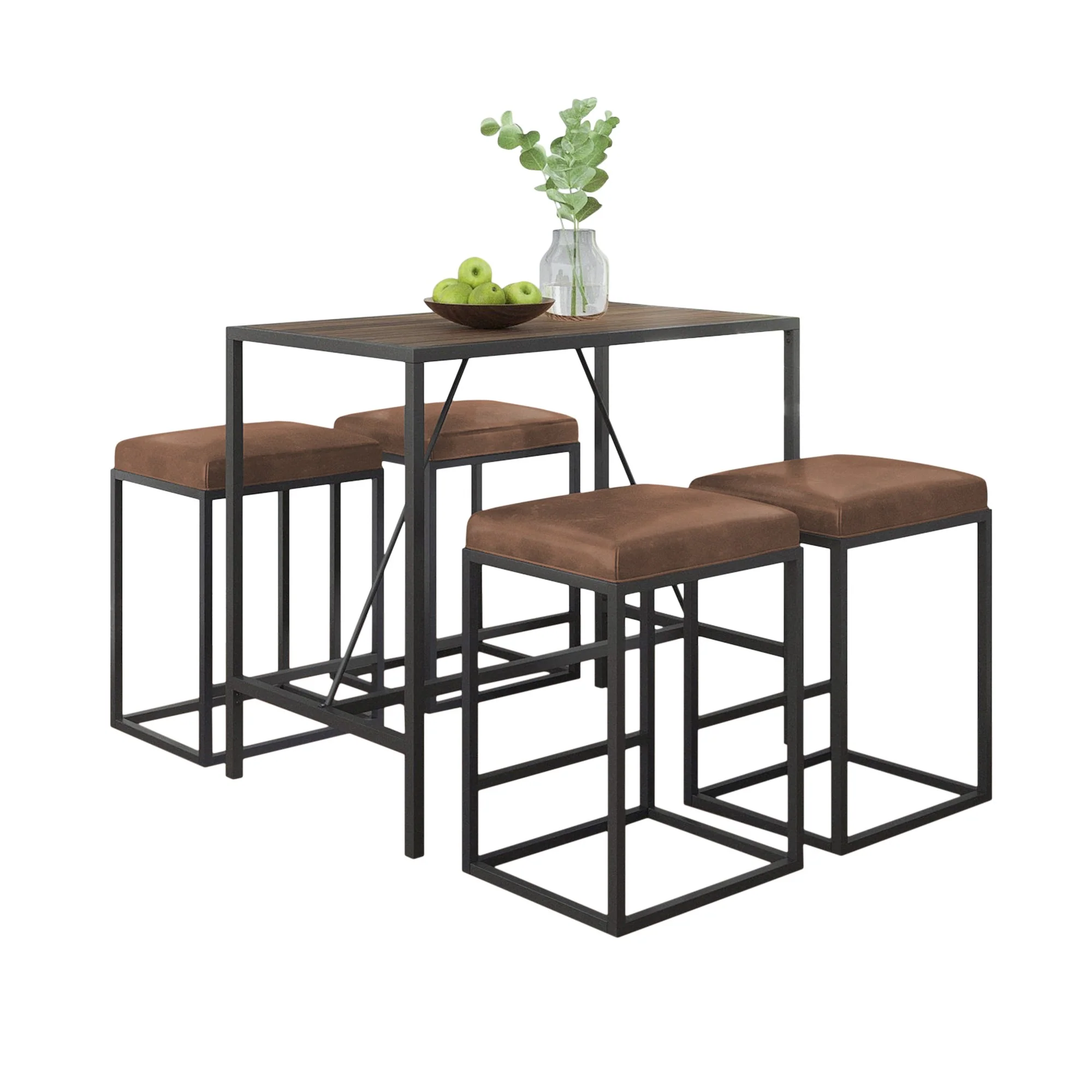 Modern Geo Black And Walnut Five Piece Bar Set By Homeroots - Image 8