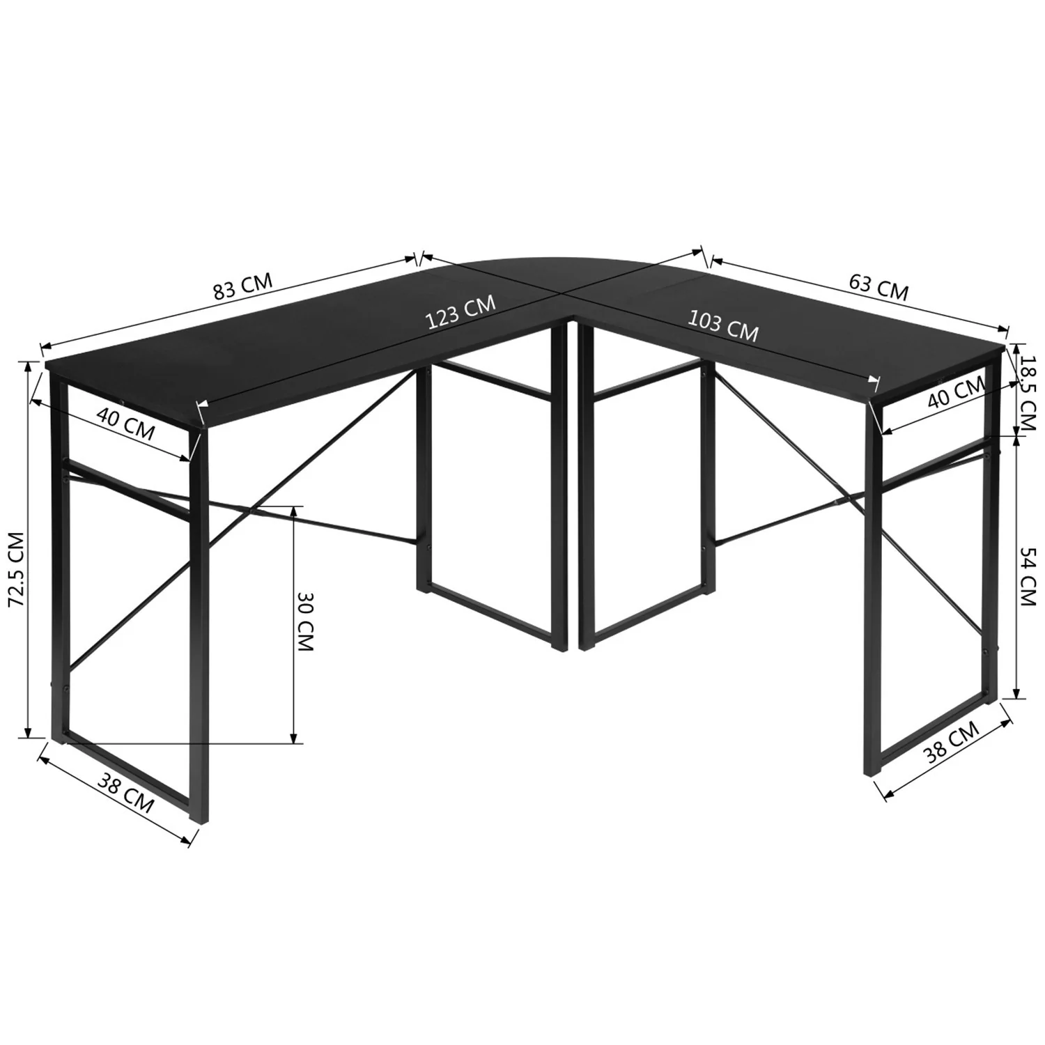 Modern Geo Black L Shape Computer Table By Homeroots - Image 5