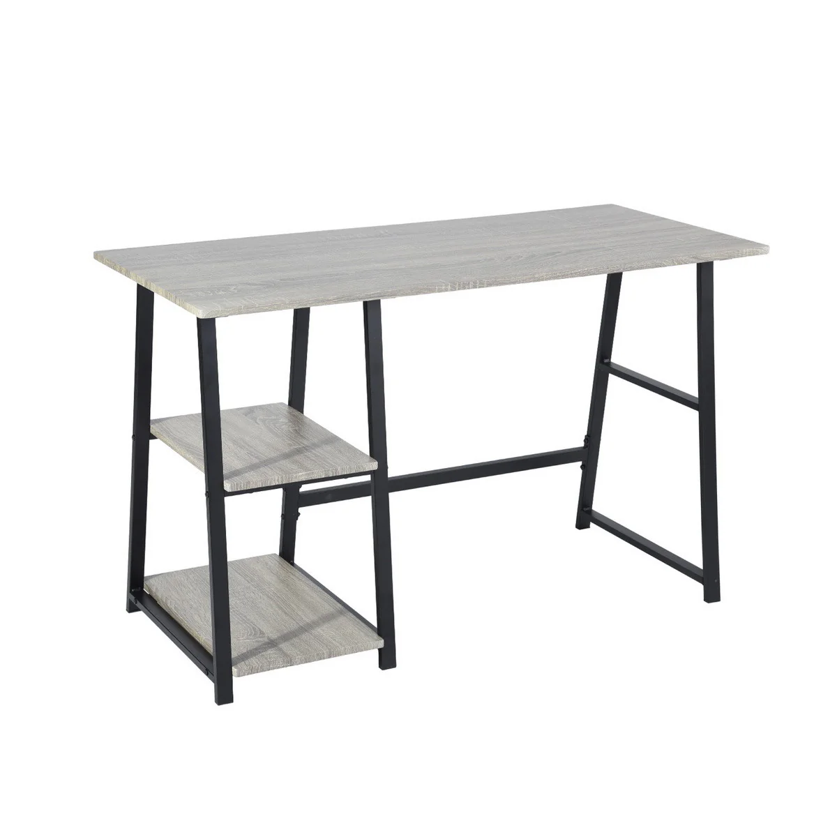 Modern Geo Dark Grey Home Office Table With Storage Shelves By Homeroots - Image 6