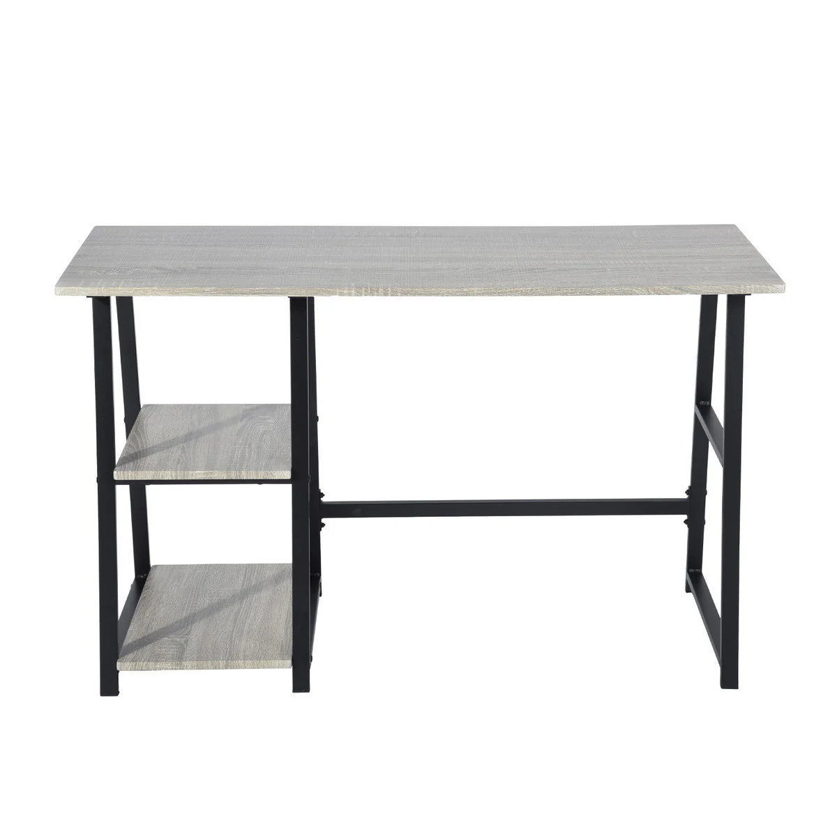 Modern Geo Dark Grey Home Office Table With Storage Shelves By Homeroots - Image 7