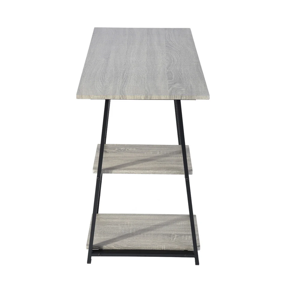 Modern Geo Dark Grey Home Office Table With Storage Shelves By Homeroots - Image 8