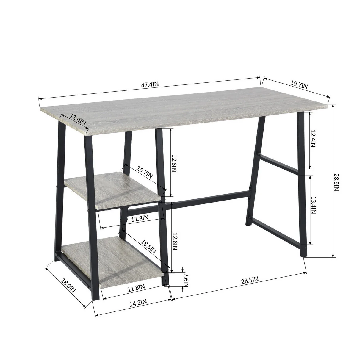Modern Geo Dark Grey Home Office Table With Storage Shelves By Homeroots - Image 9