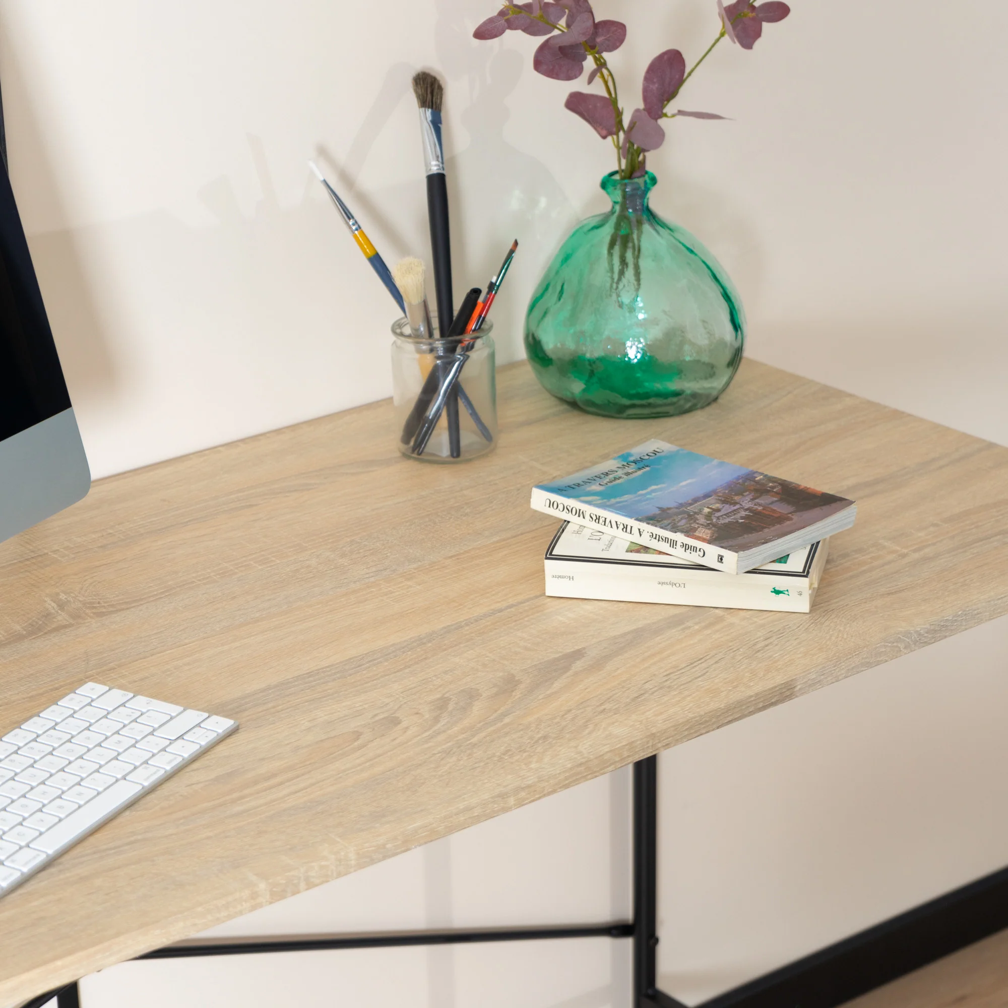 Modern Geo Oak Finish Work and Study Computer Table By Homeroots - Image 3