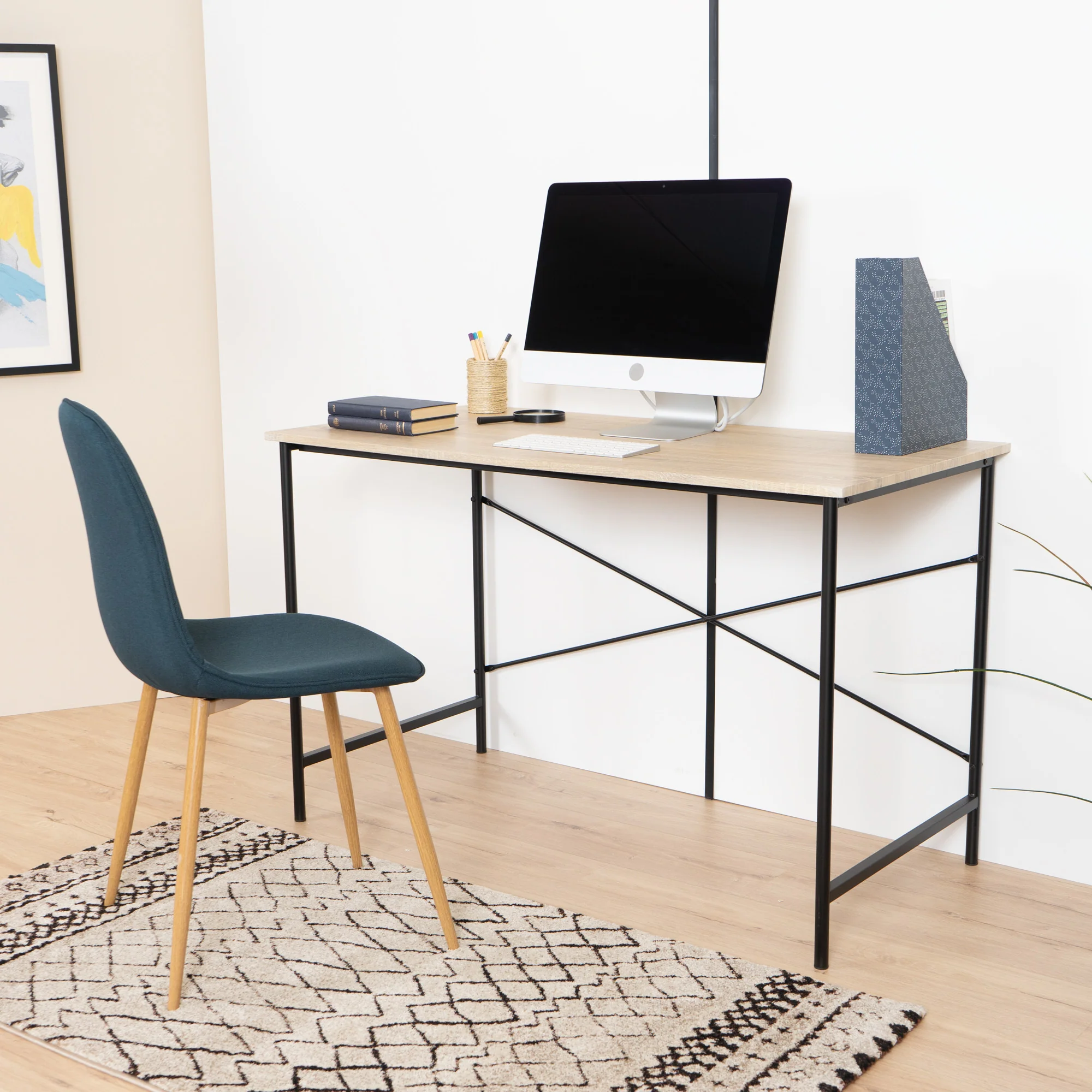 Modern Geo Oak Finish Work and Study Computer Table By Homeroots - Image 4