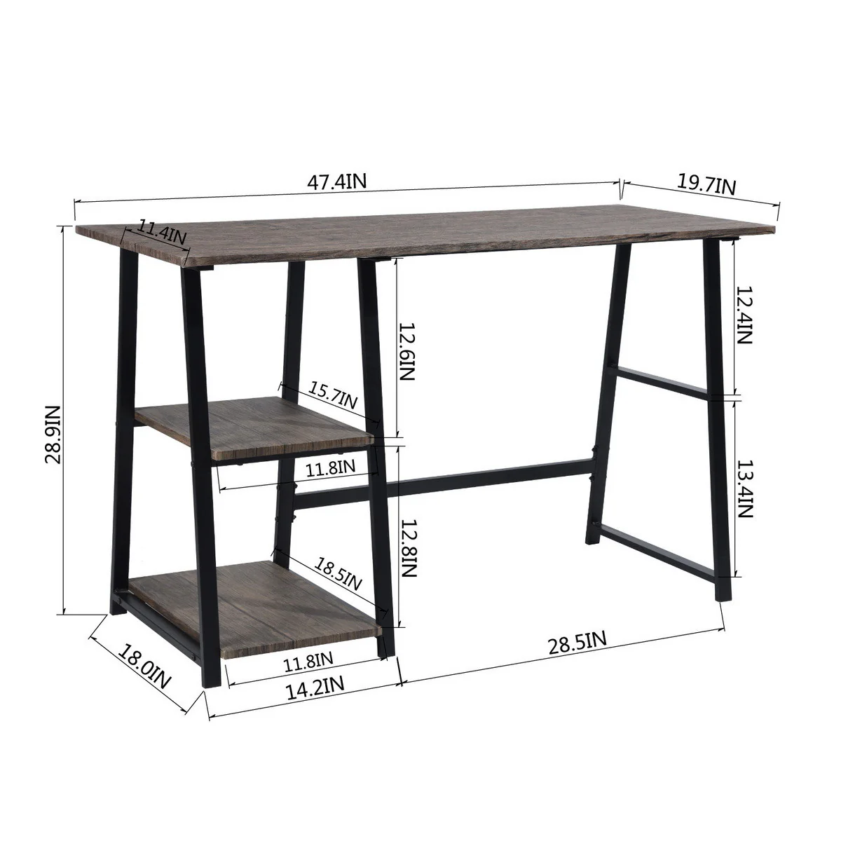 Modern Geo Oak Home Office Table With Storage Shelves By Homeroots - Image 6