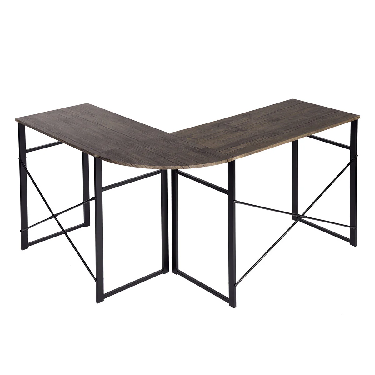 Modern Geo Walnut L Shape Computer Table By Homeroots - Image 2