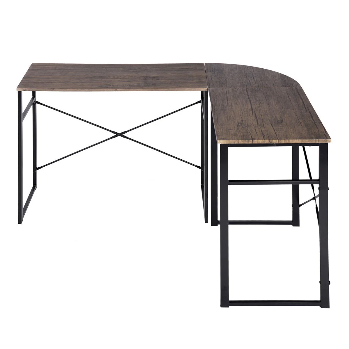Modern Geo Walnut L Shape Computer Table By Homeroots - Image 3