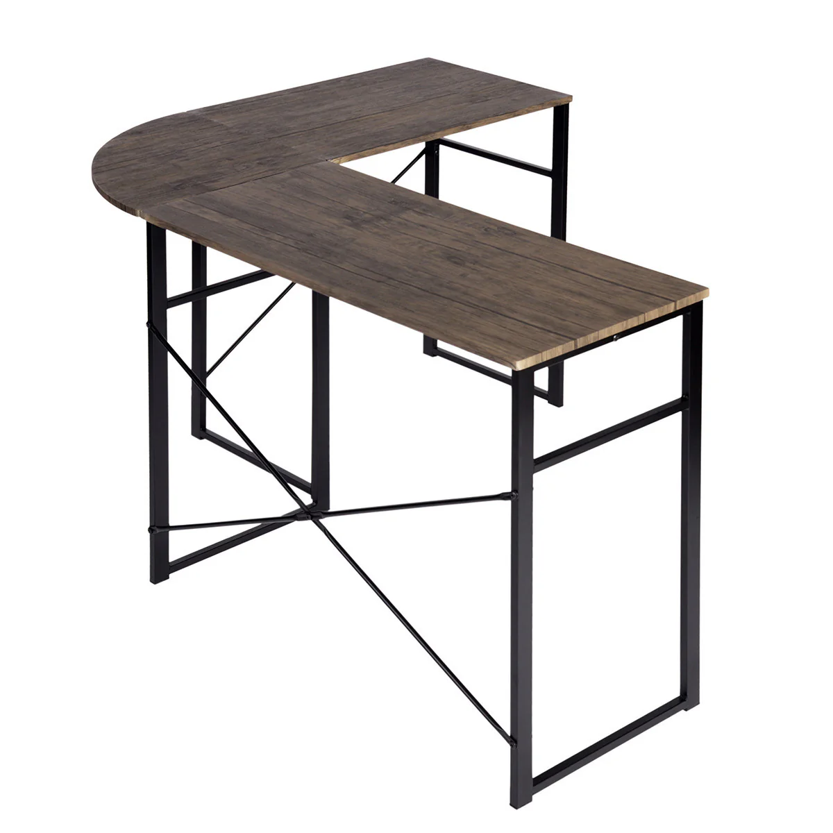 Modern Geo Walnut L Shape Computer Table By Homeroots - Image 4