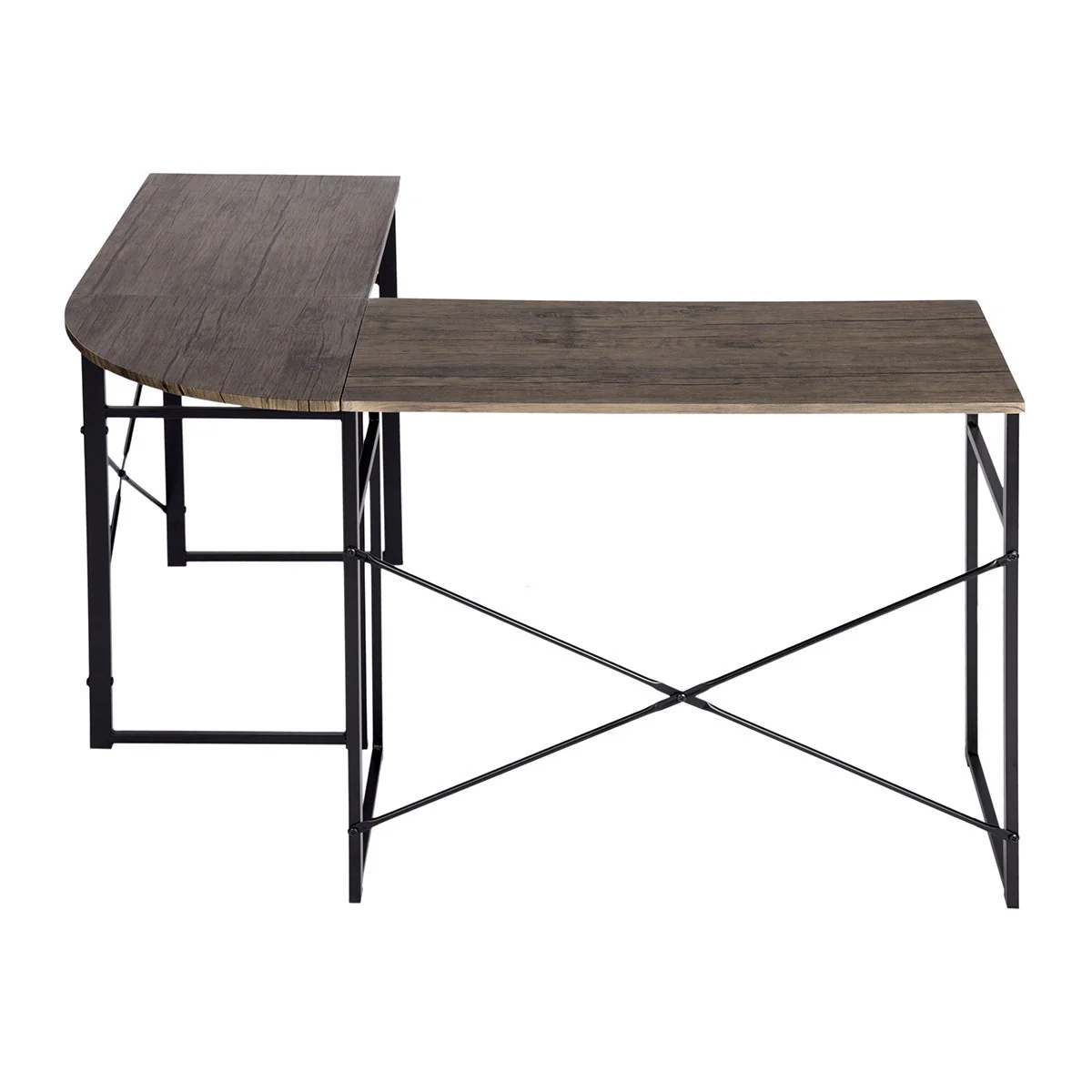 Modern Geo Walnut L Shape Computer Table By Homeroots - Image 5