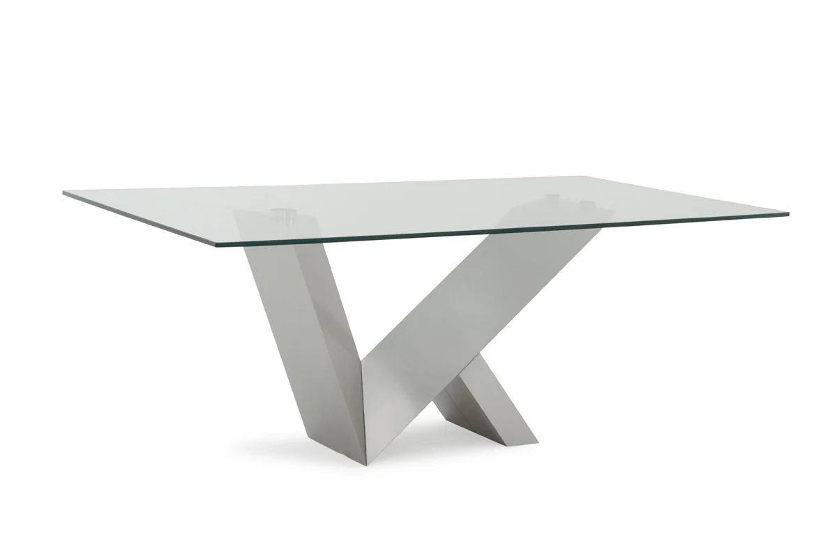 Modern Glass & Stainless Steel Dining Table By Homeroots - Image 2