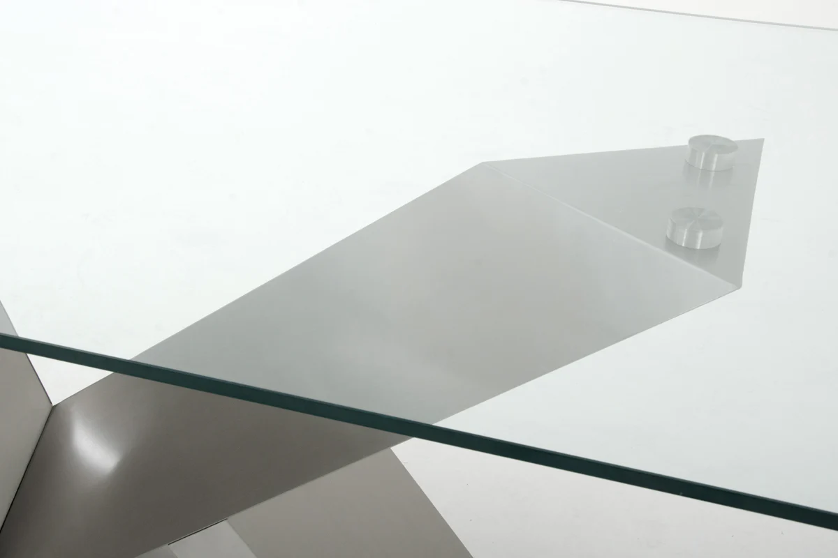 Modern Glass & Stainless Steel Dining Table By Homeroots - Image 4