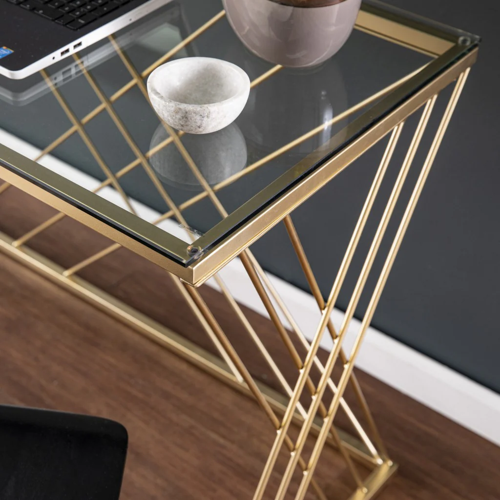 Modern Glass Top Desk By Homeroots - Image 2