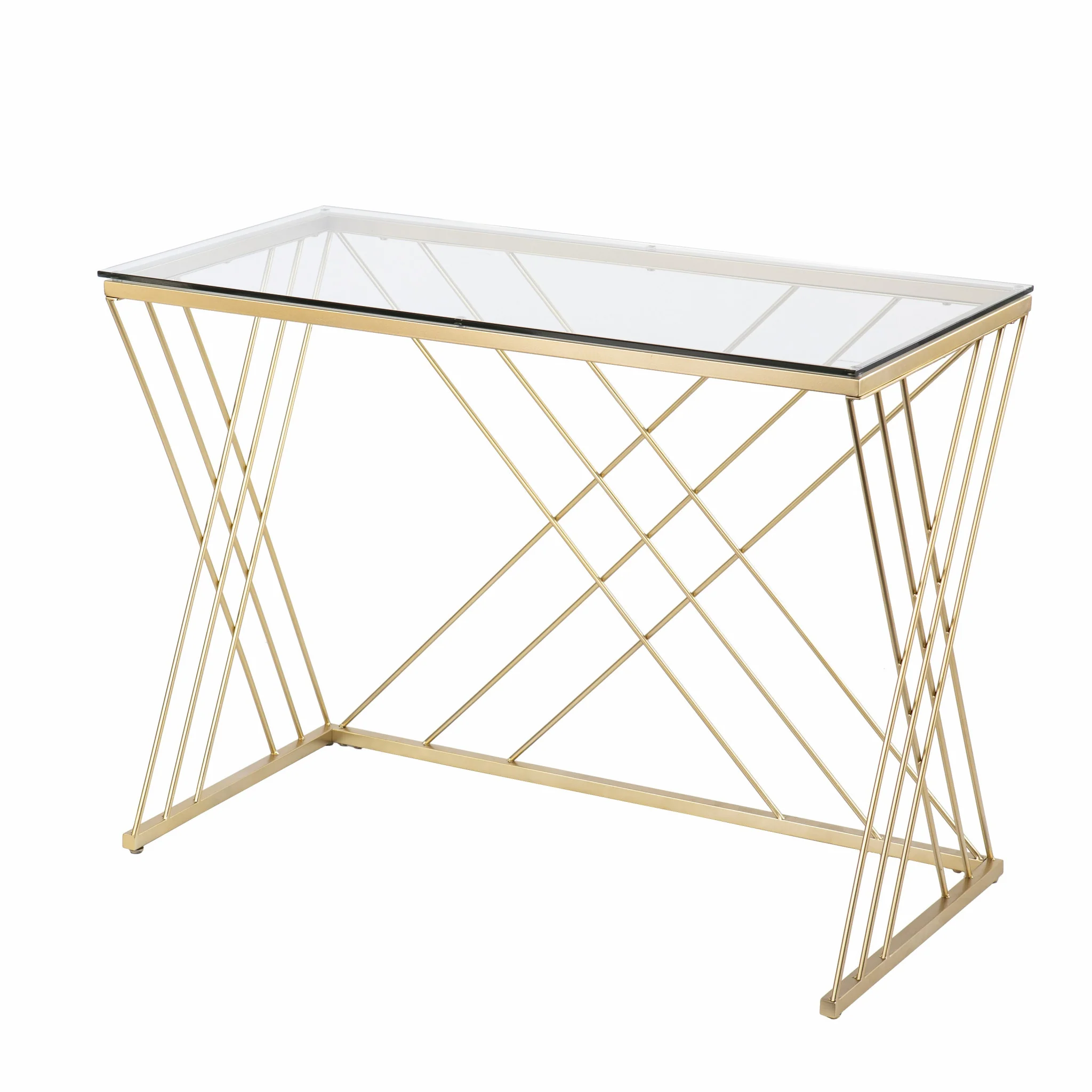 Modern Glass Top Desk By Homeroots - Image 4