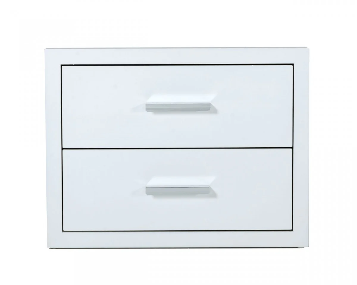 Modern Glossy White Box Nightstand With Two Drawers By Homeroots - Image 2