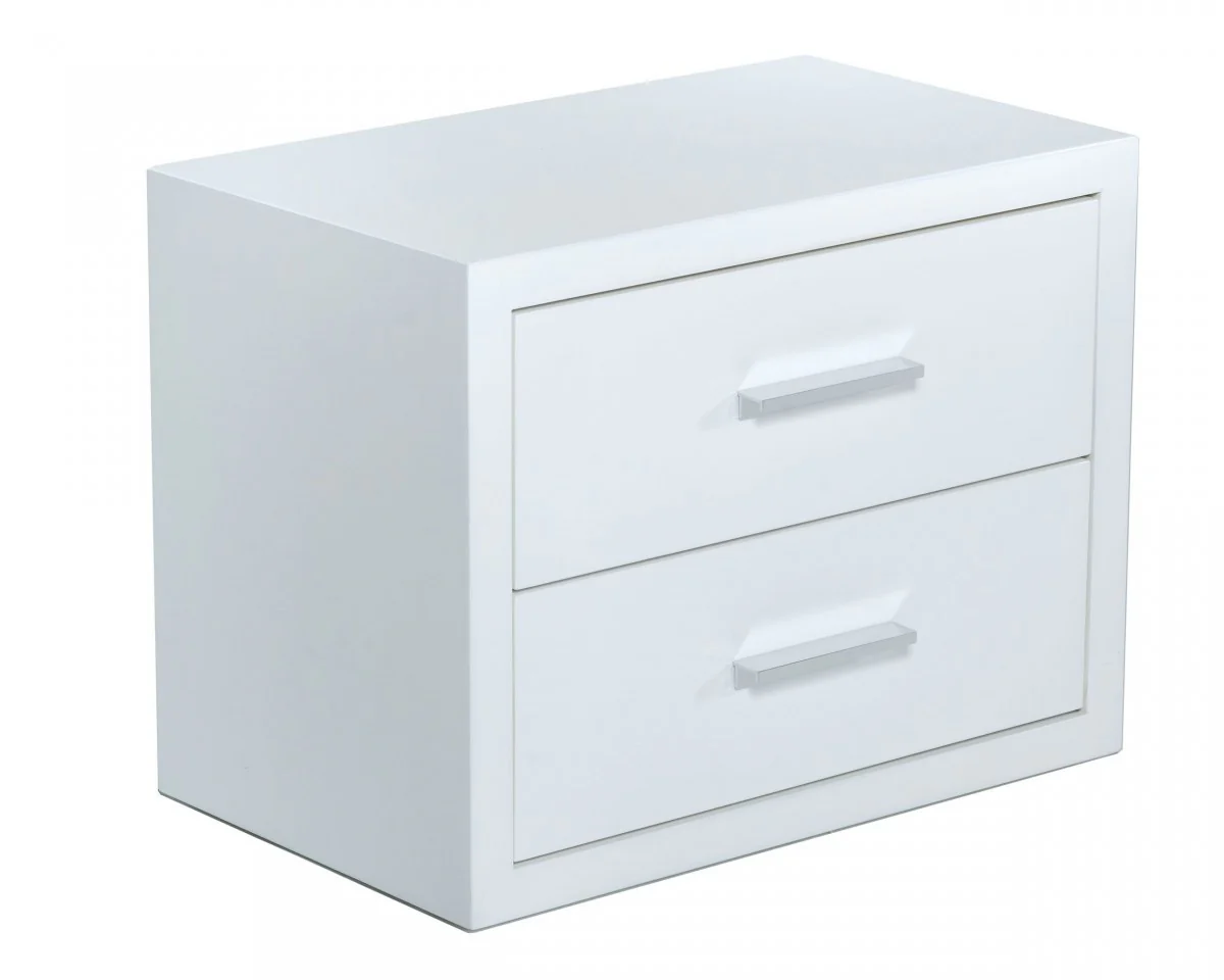 Modern Glossy White Box Nightstand With Two Drawers By Homeroots - Image 3