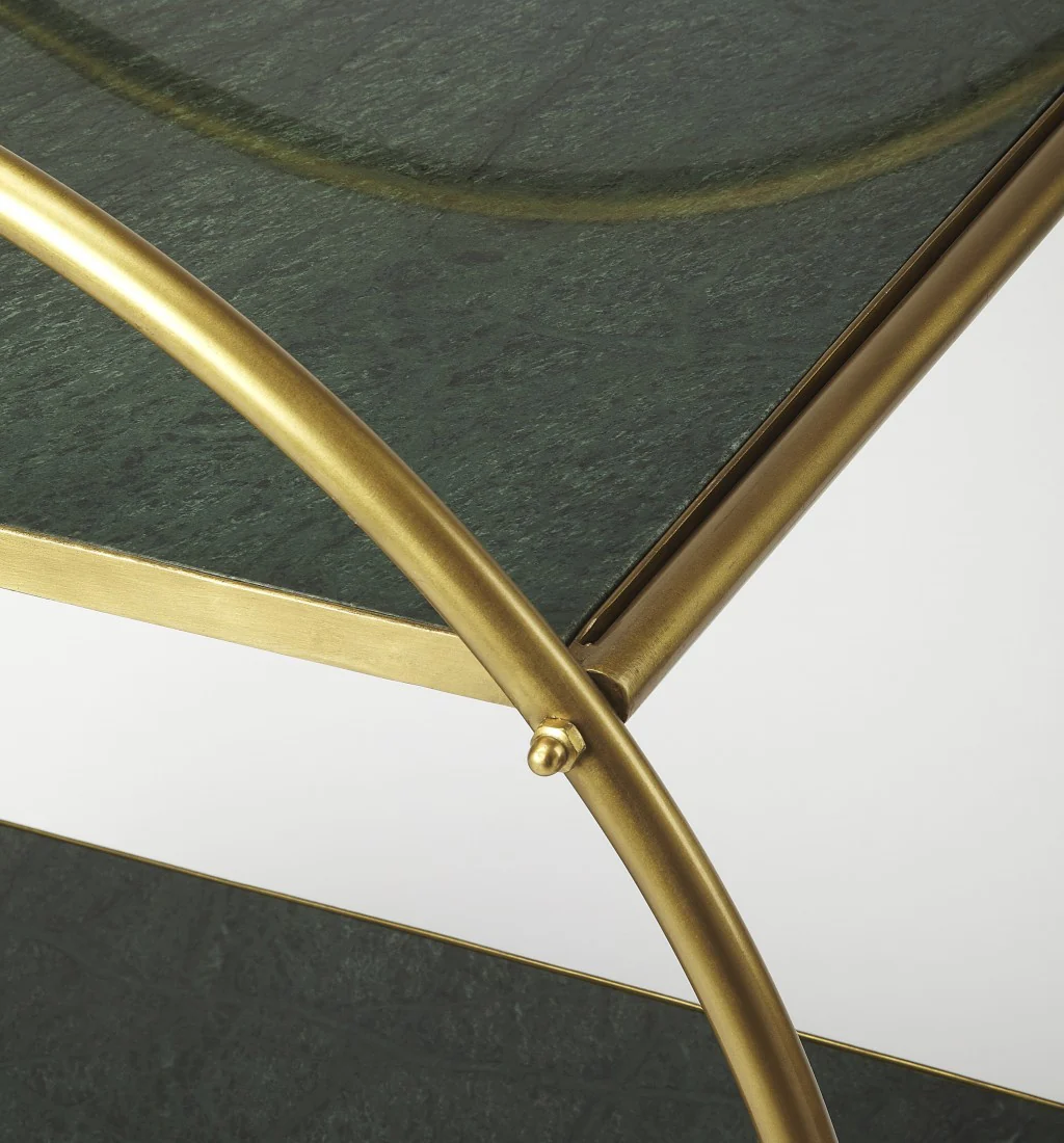 Modern Gold And Green Marble Rolling Server By Homeroots - Image 2