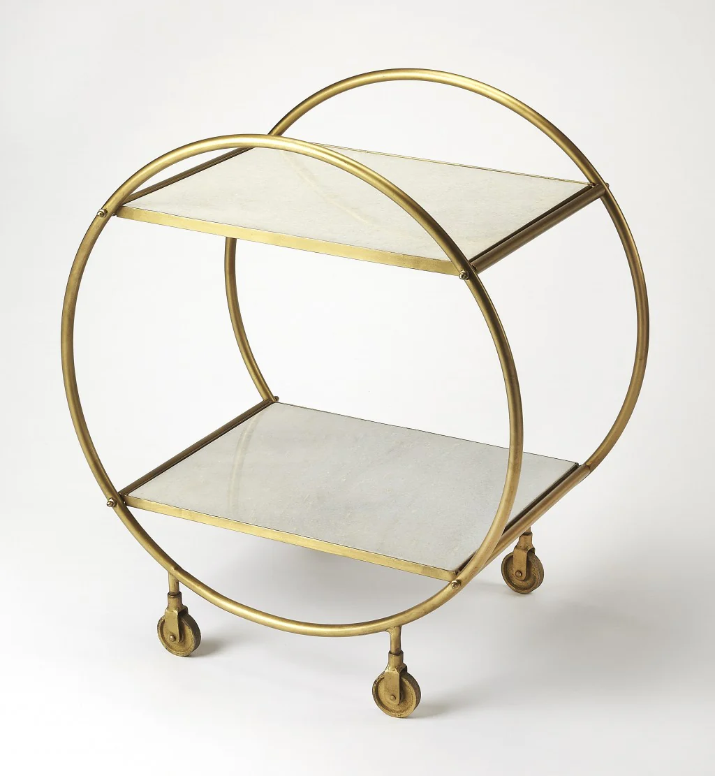 Modern Gold And Green Marble Rolling Server By Homeroots - Image 3