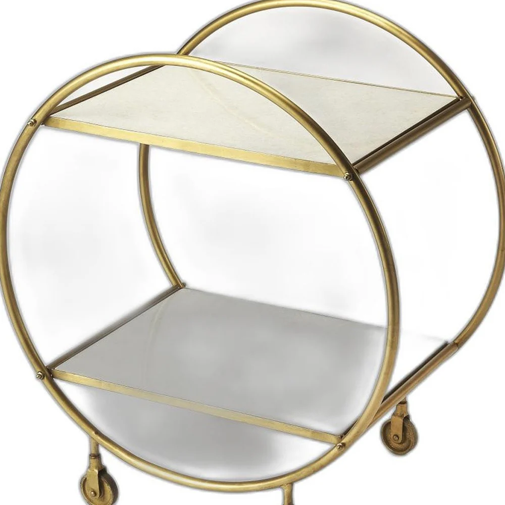Modern Gold And Green Marble Rolling Server By Homeroots - Image 7