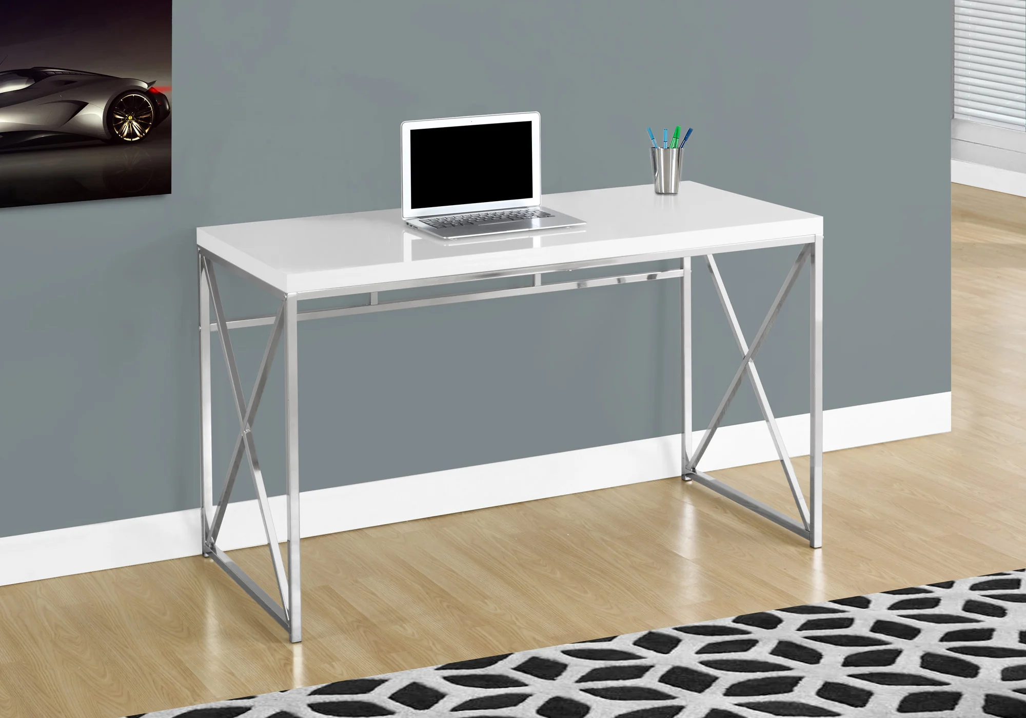 Modern Gold and Walnut Finish Computer Desk By Homeroots - Image 10