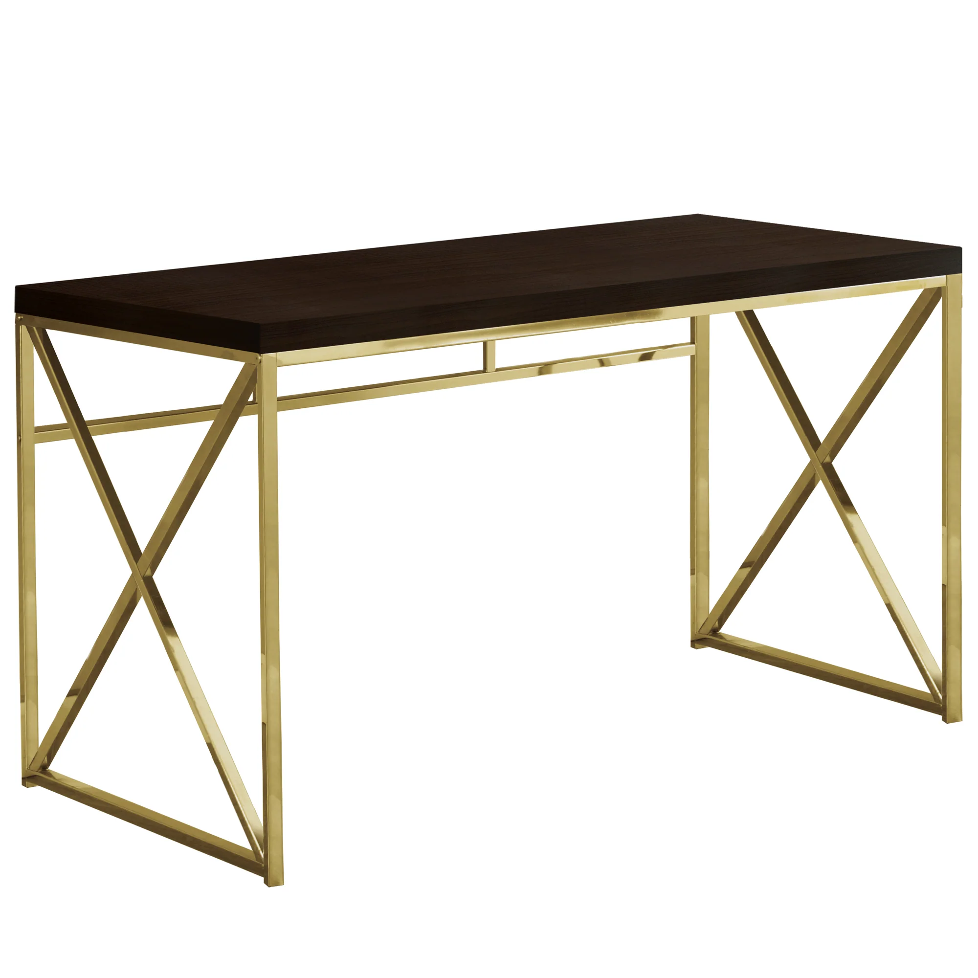 Modern Gold and Walnut Finish Computer Desk By Homeroots - Image 2