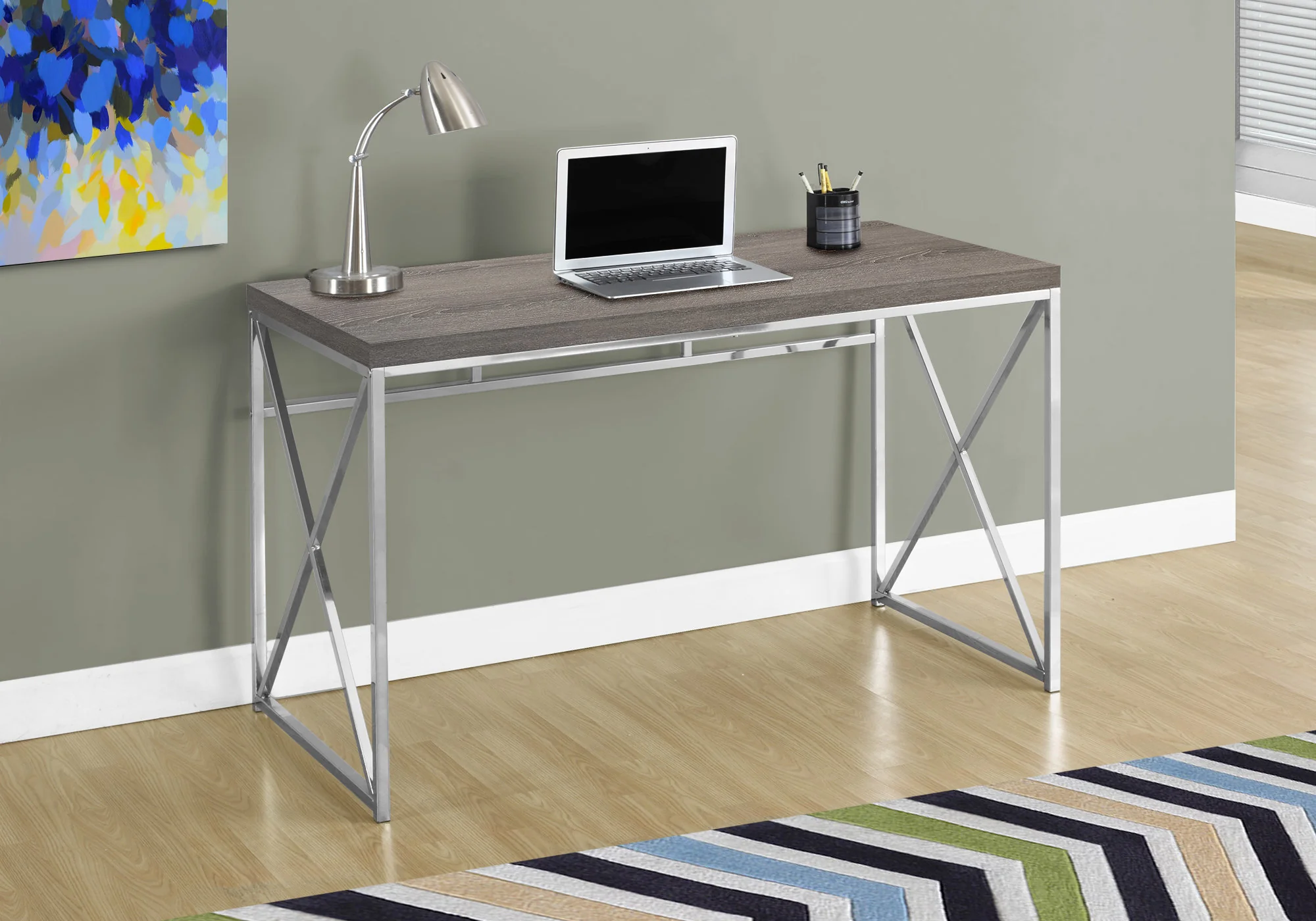 Modern Gold and Walnut Finish Computer Desk By Homeroots - Image 5