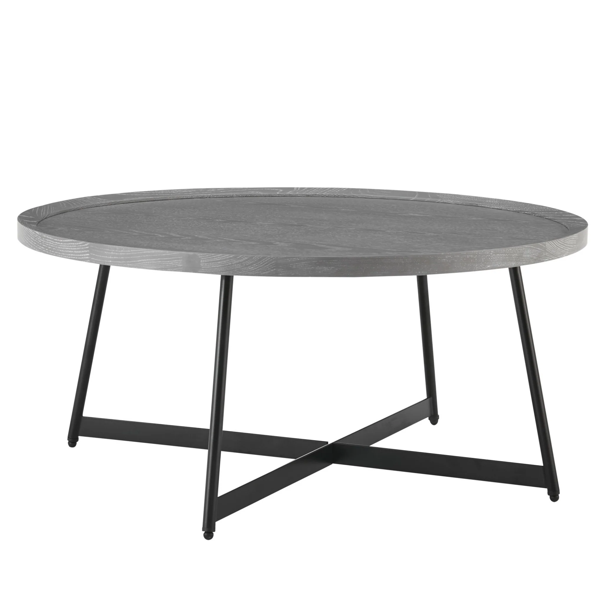 Modern Gray and Black Round Coffee Table By Homeroots - Image 2