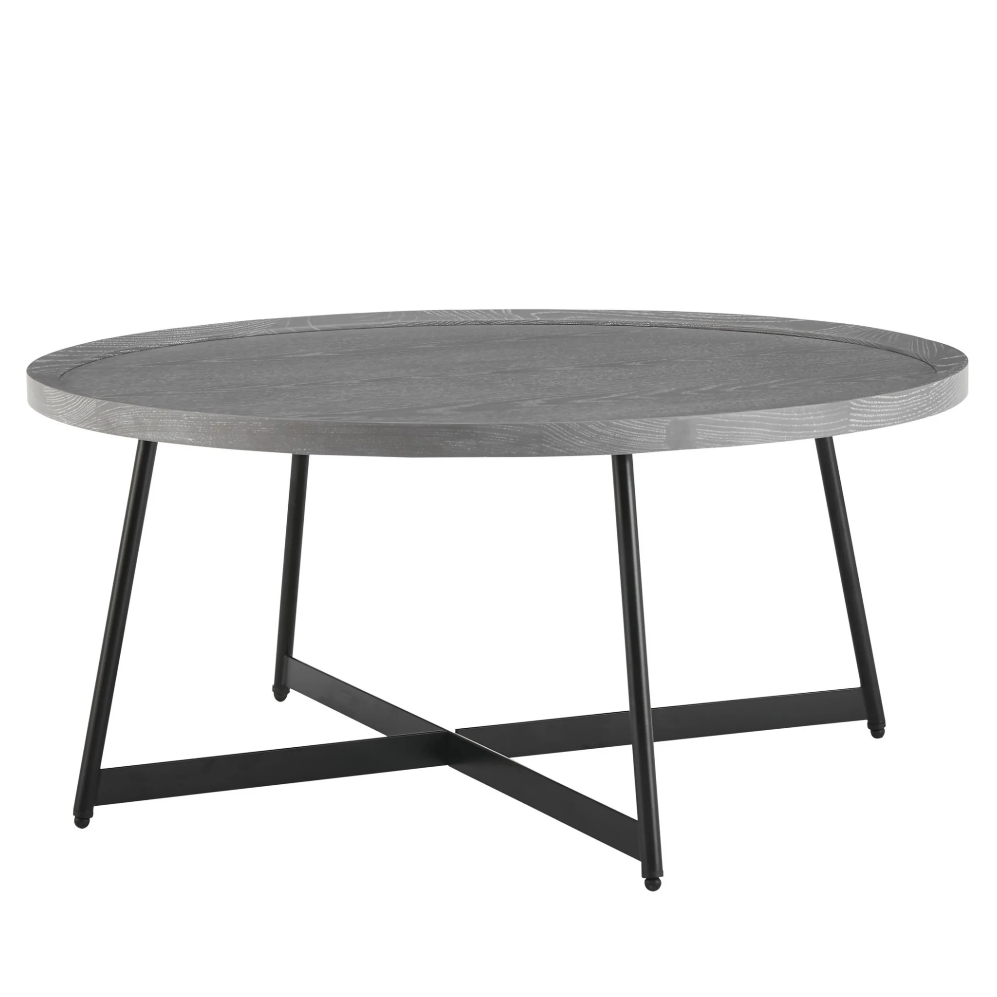 Modern Gray and Black Round Coffee Table By Homeroots - Image 3