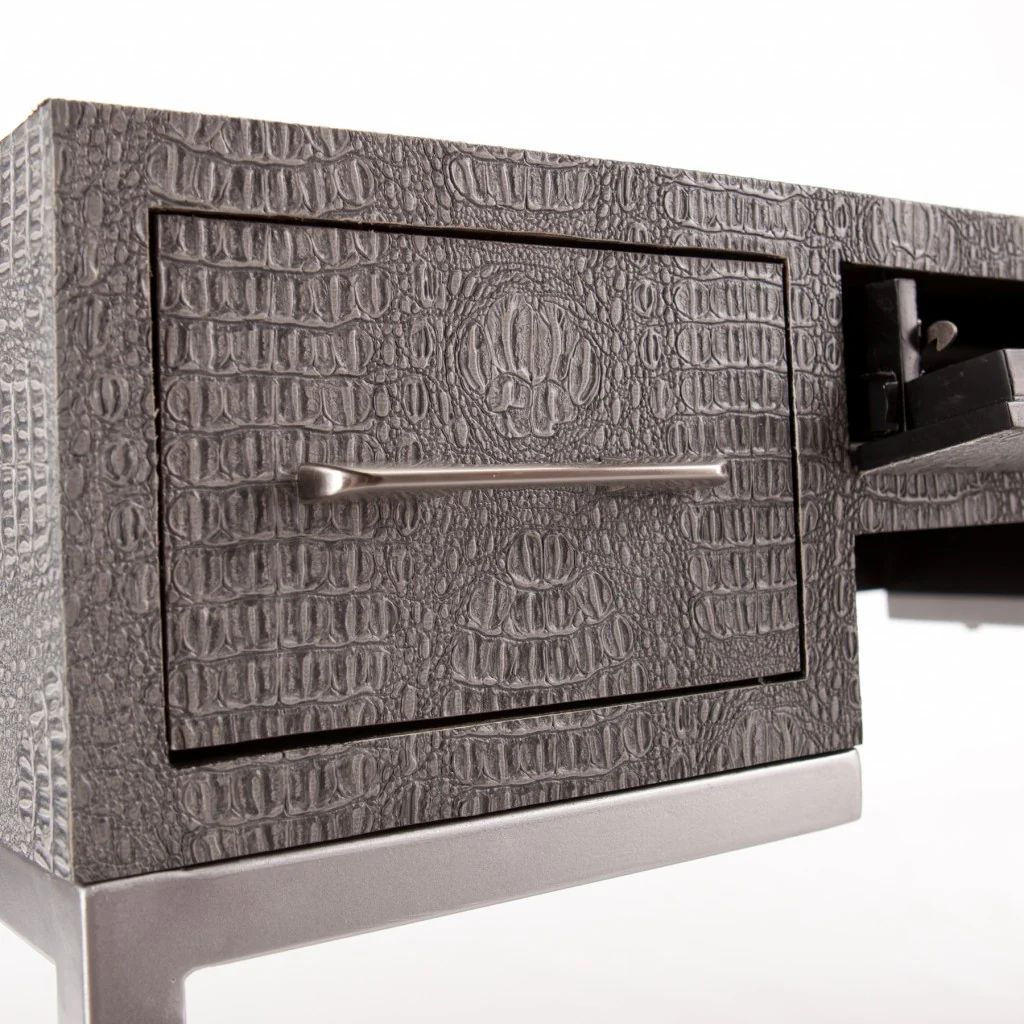 Modern Gray and Silver Faux Snakeskin Desk By Homeroots - Image 6