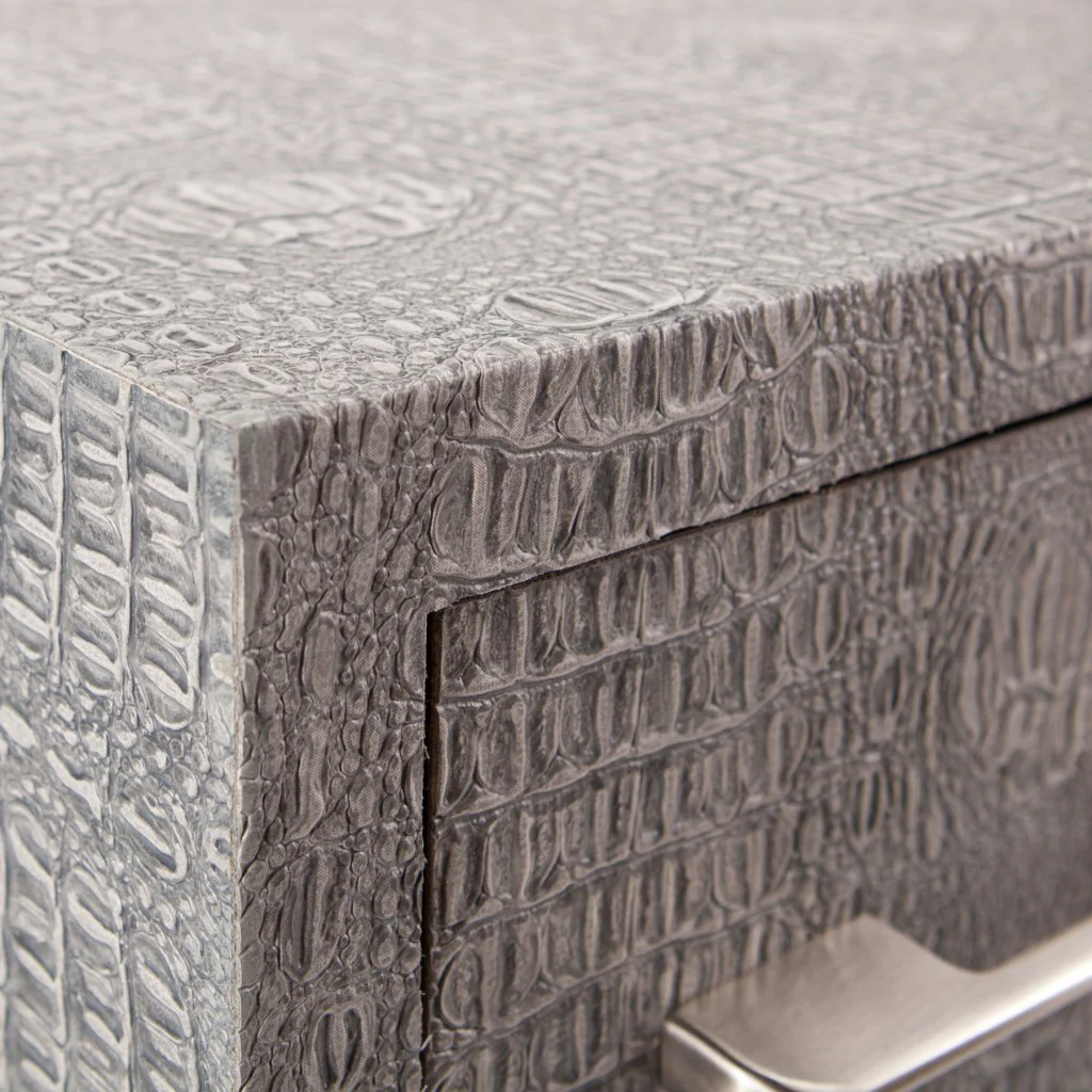 Modern Gray and Silver Faux Snakeskin Desk By Homeroots - Image 8