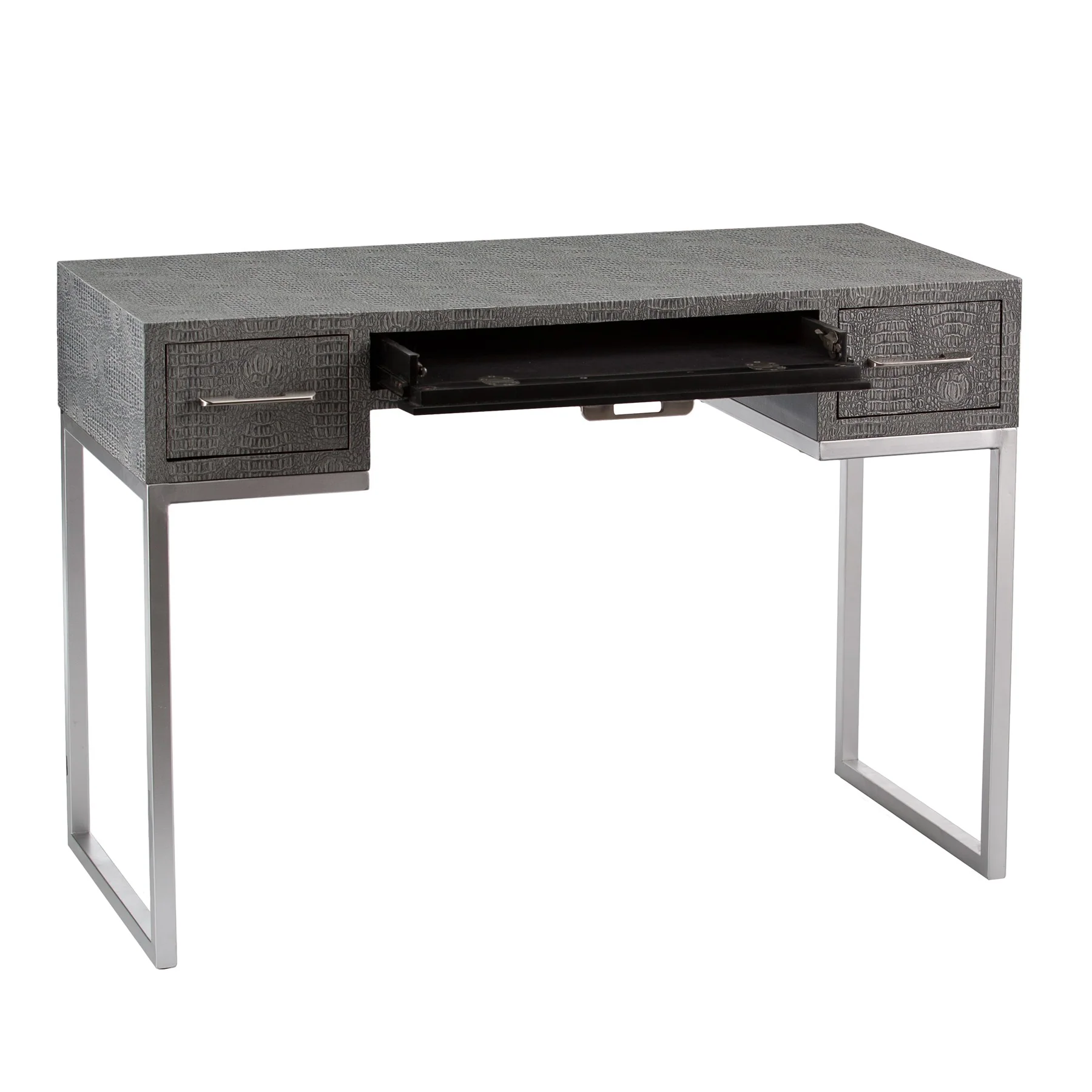 Modern Gray and Silver Faux Snakeskin Desk By Homeroots - Image 9
