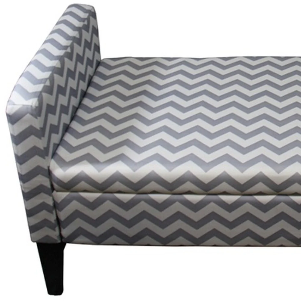 Modern Gray and White Chevron Print Storage Bench By Homeroots - Image 6