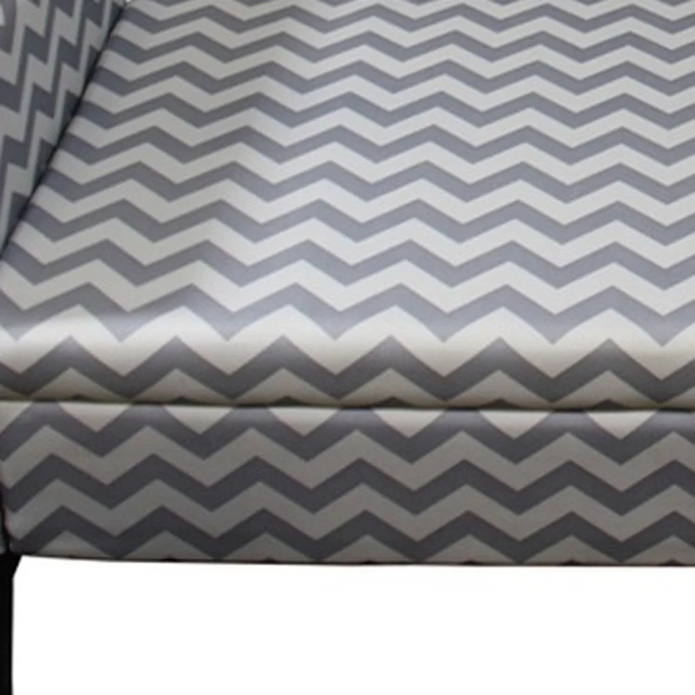 Modern Gray and White Chevron Print Storage Bench By Homeroots - Image 7