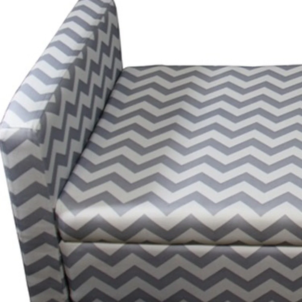 Modern Gray and White Chevron Print Storage Bench By Homeroots - Image 9