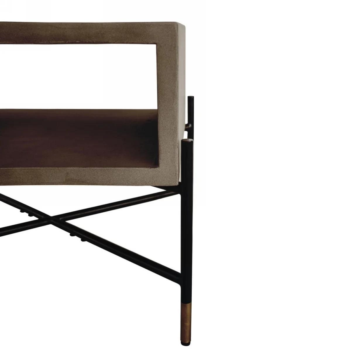 Modern Gray Concrete and Black Metal Coffee Table By Homeroots - Image 4