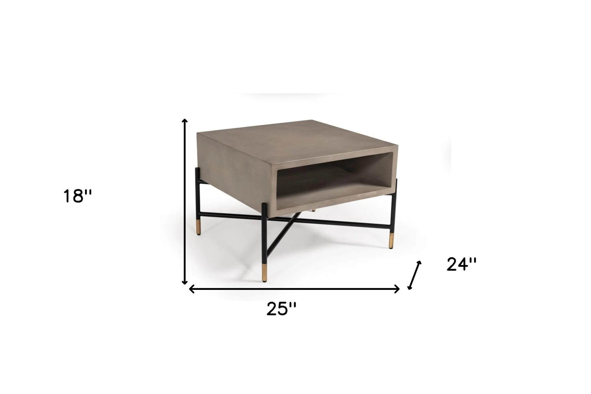 Modern Gray Concrete and Black Metal Coffee Table By Homeroots - Image 5