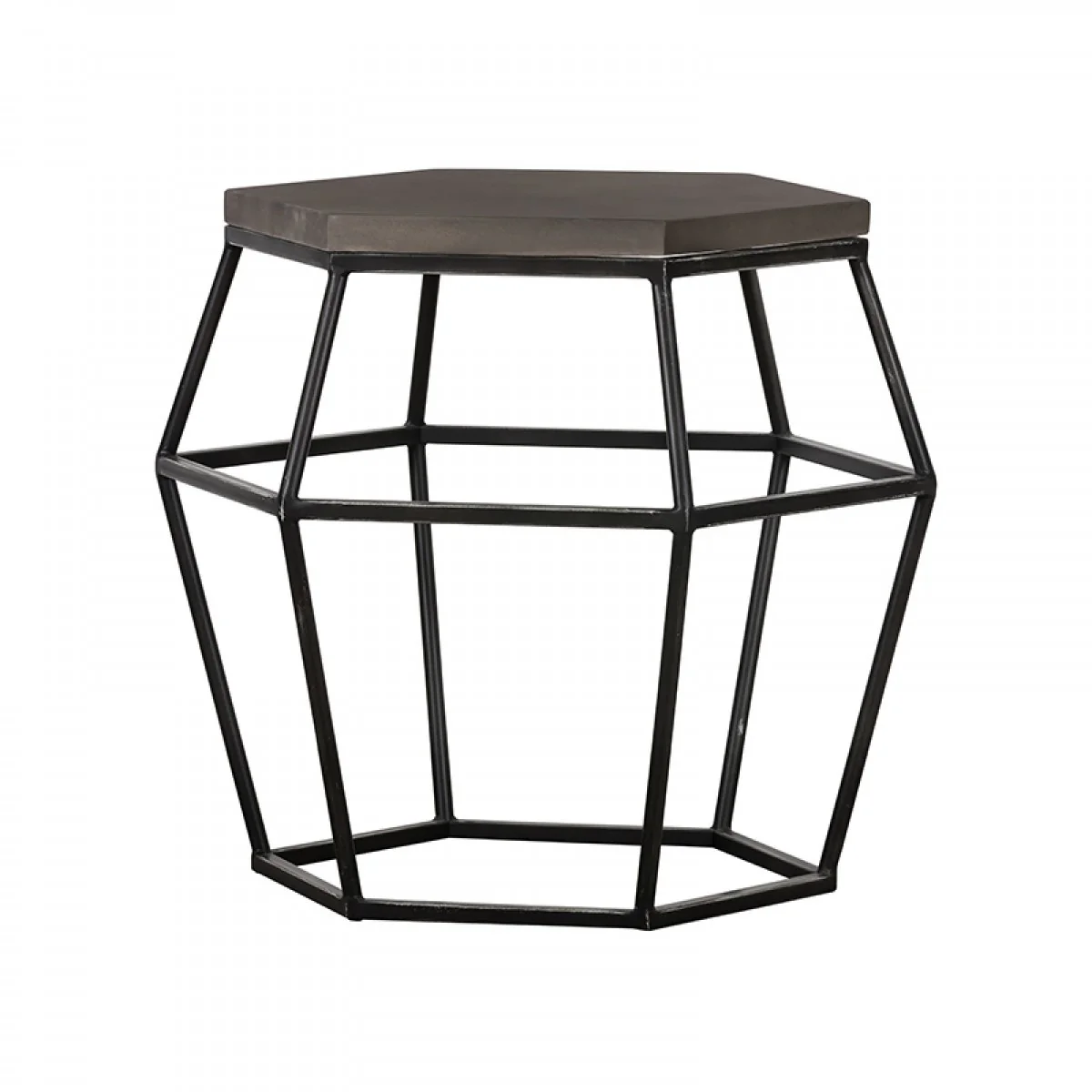 Modern Gray Concrete and Black Metal Hexagonal End Table By Homeroots - Image 3