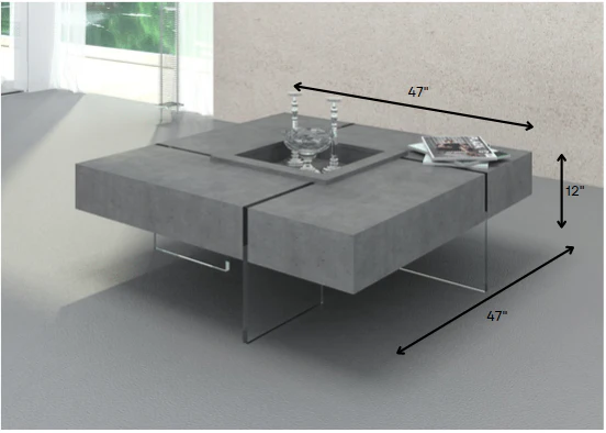 Modern Gray Faux Concrete and Glass Floating Coffee Table By Homeroots - Image 2