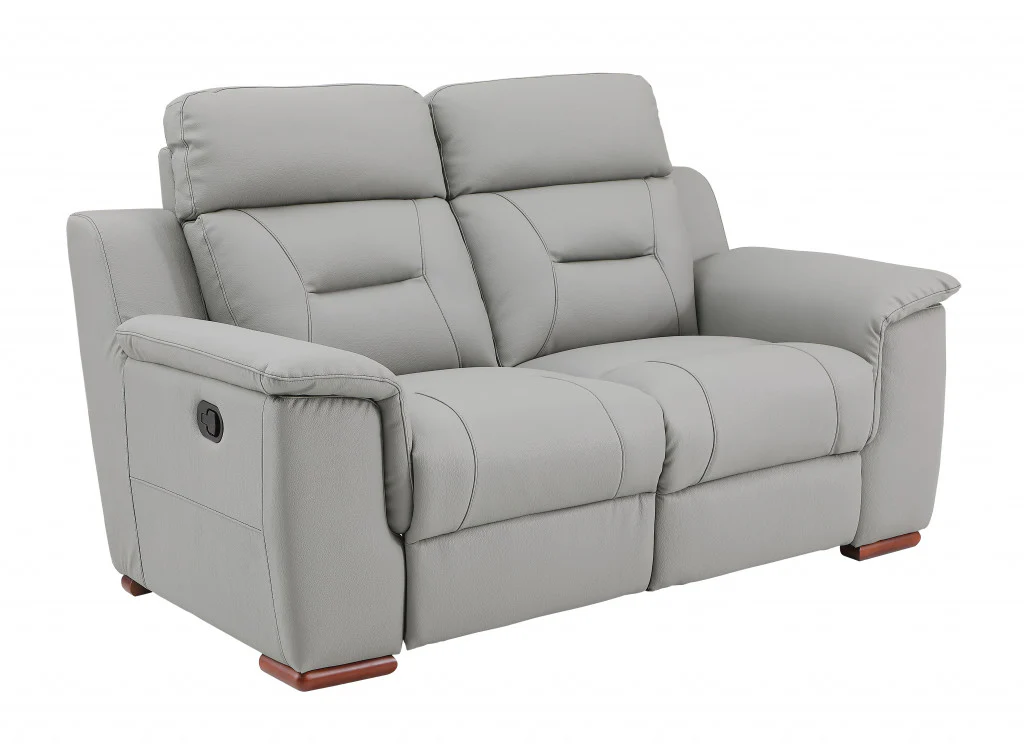 Modern Gray Leather Loveseat By Homeroots - Image 2