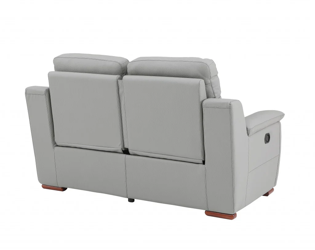 Modern Gray Leather Loveseat By Homeroots - Image 3