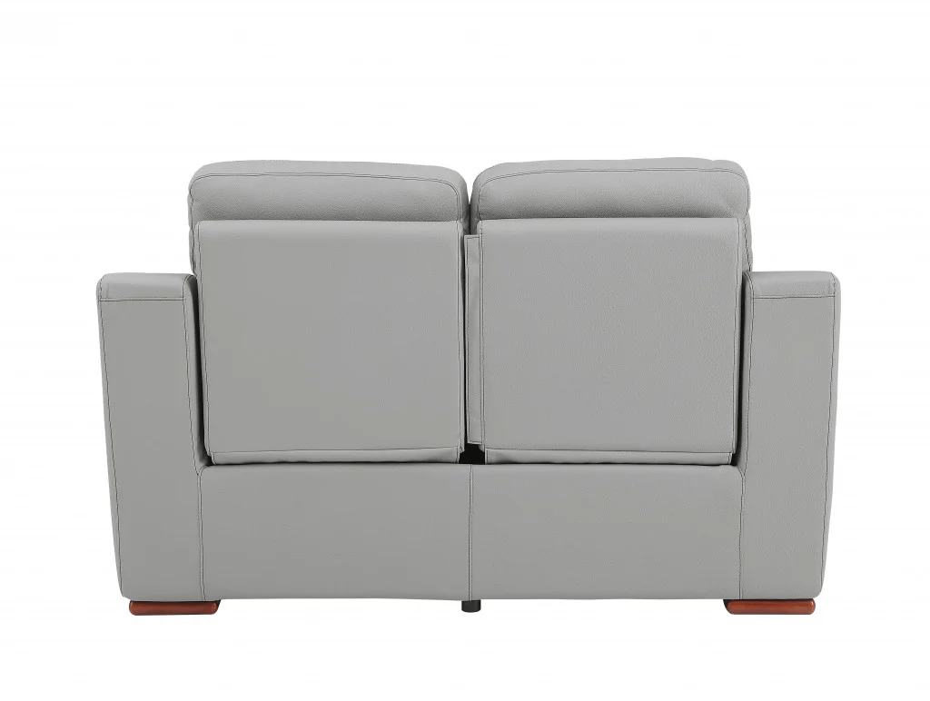Modern Gray Leather Loveseat By Homeroots - Image 4