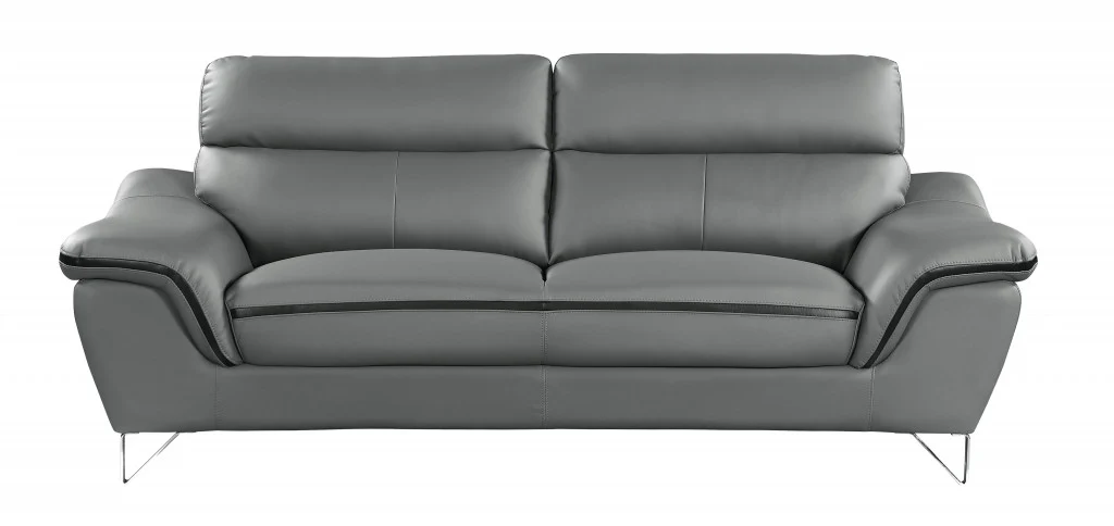 Modern Gray Leather Sofa And Loveseat By Homeroots - 343870 - Image 2