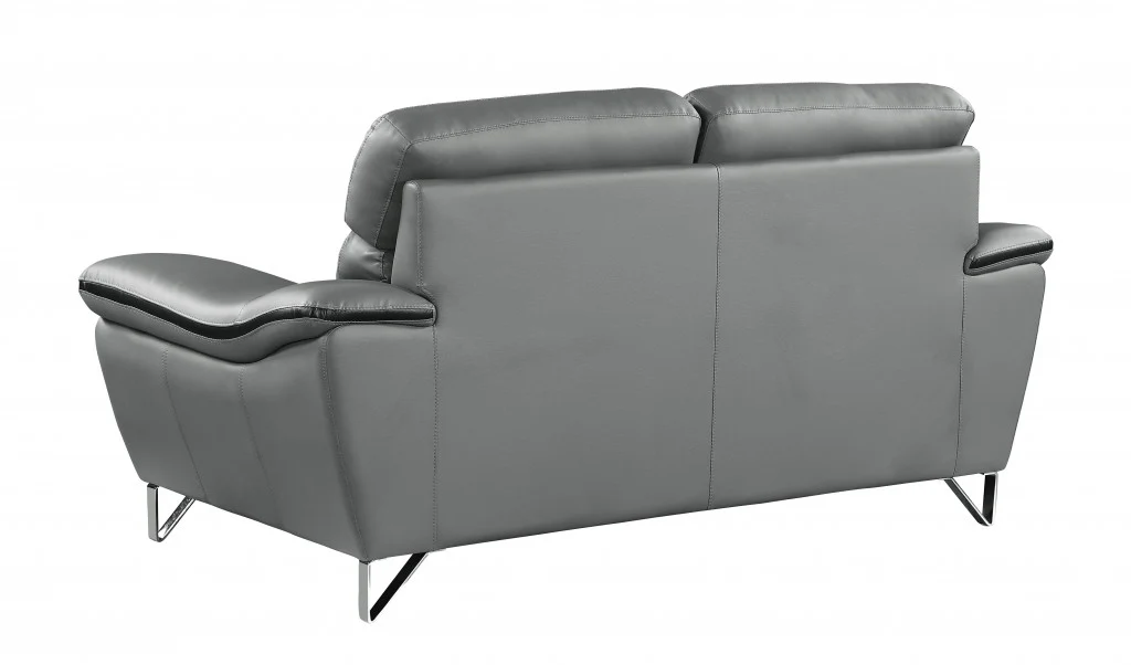 Modern Gray Leather Sofa And Loveseat By Homeroots - 343870 - Image 5
