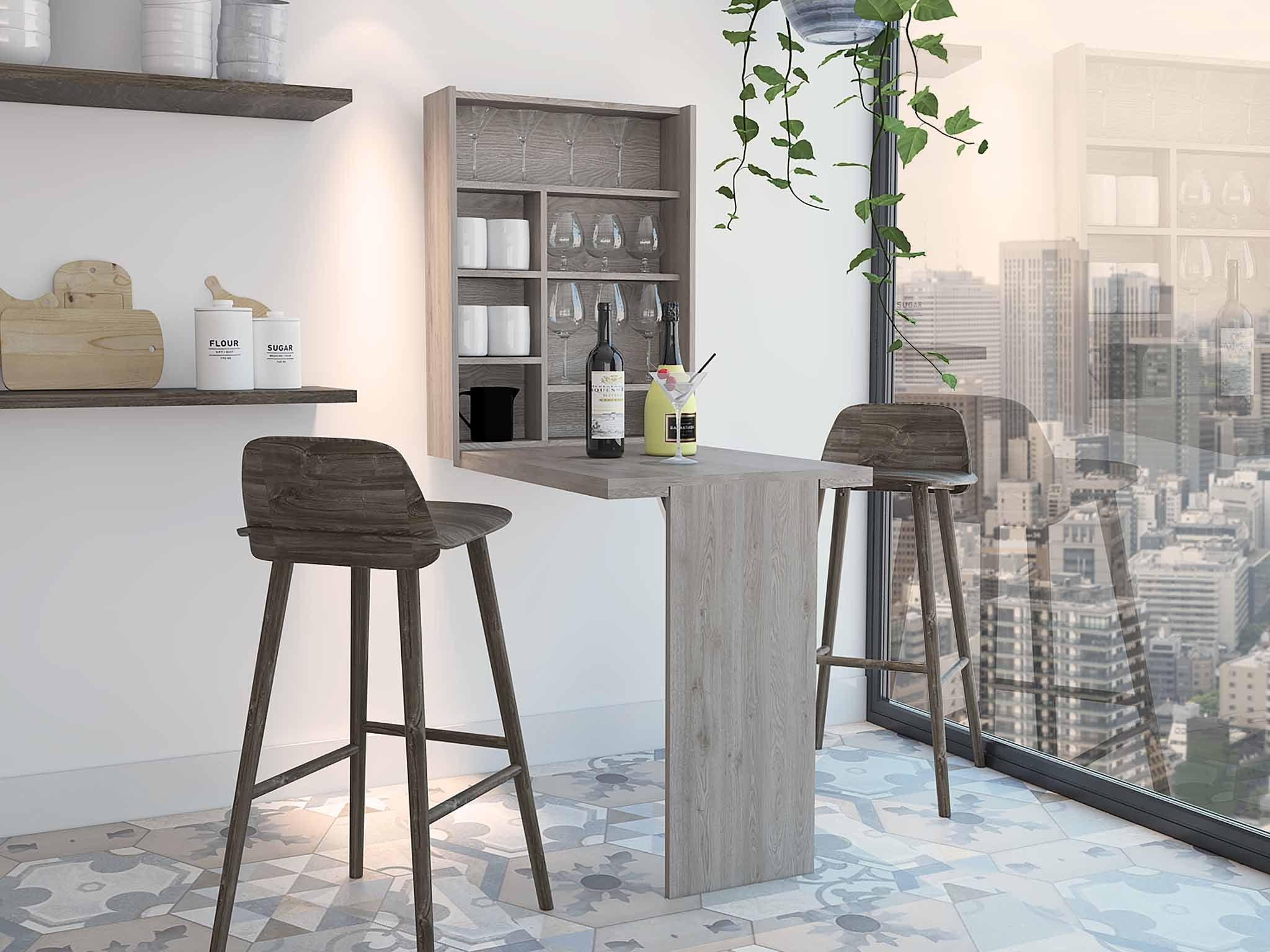 Modern Gray Retractable Desk or Bar Cabinet By Homeroots - Image 3