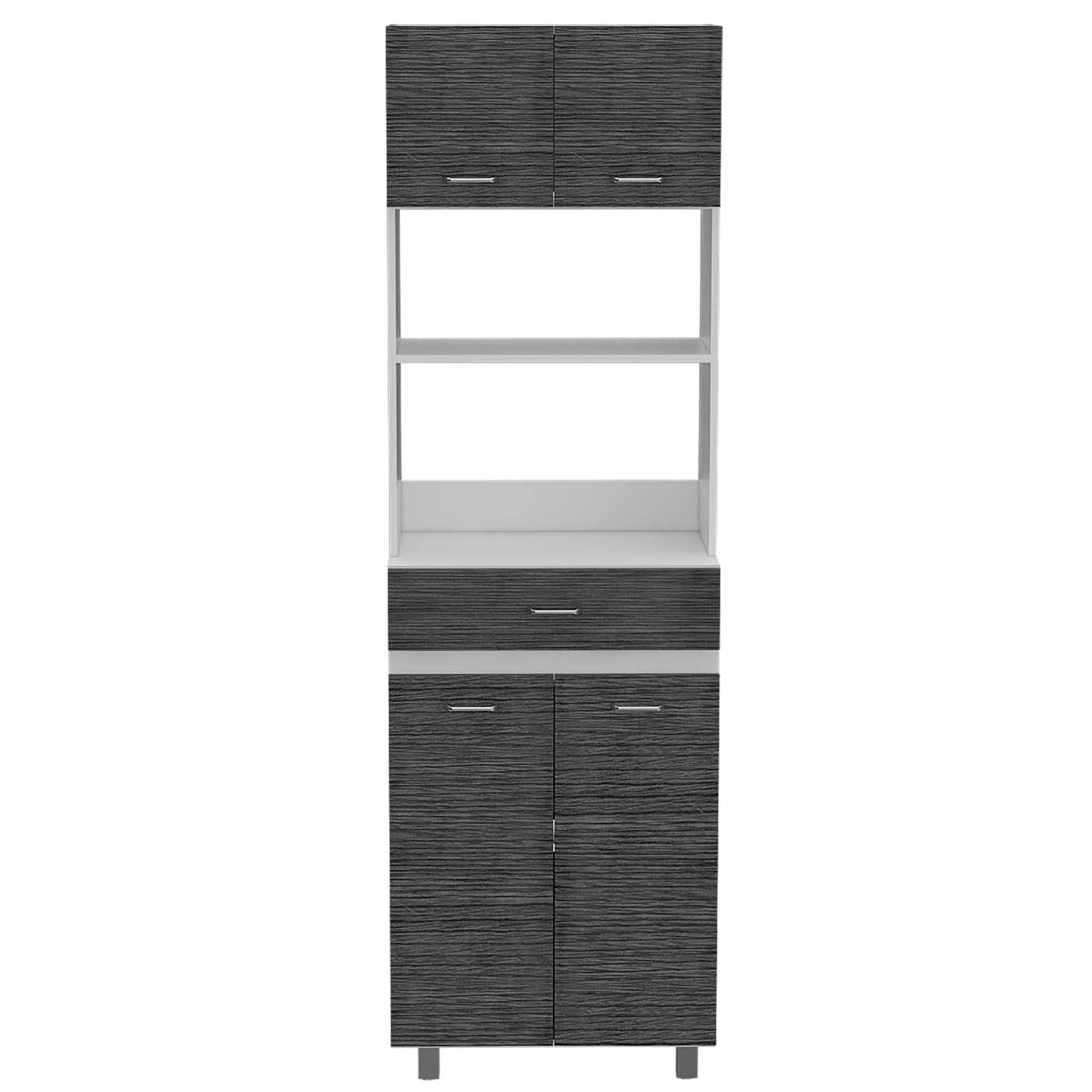 Modern Gray Stria Tall Kitchen Cart By Homeroots - Image 2