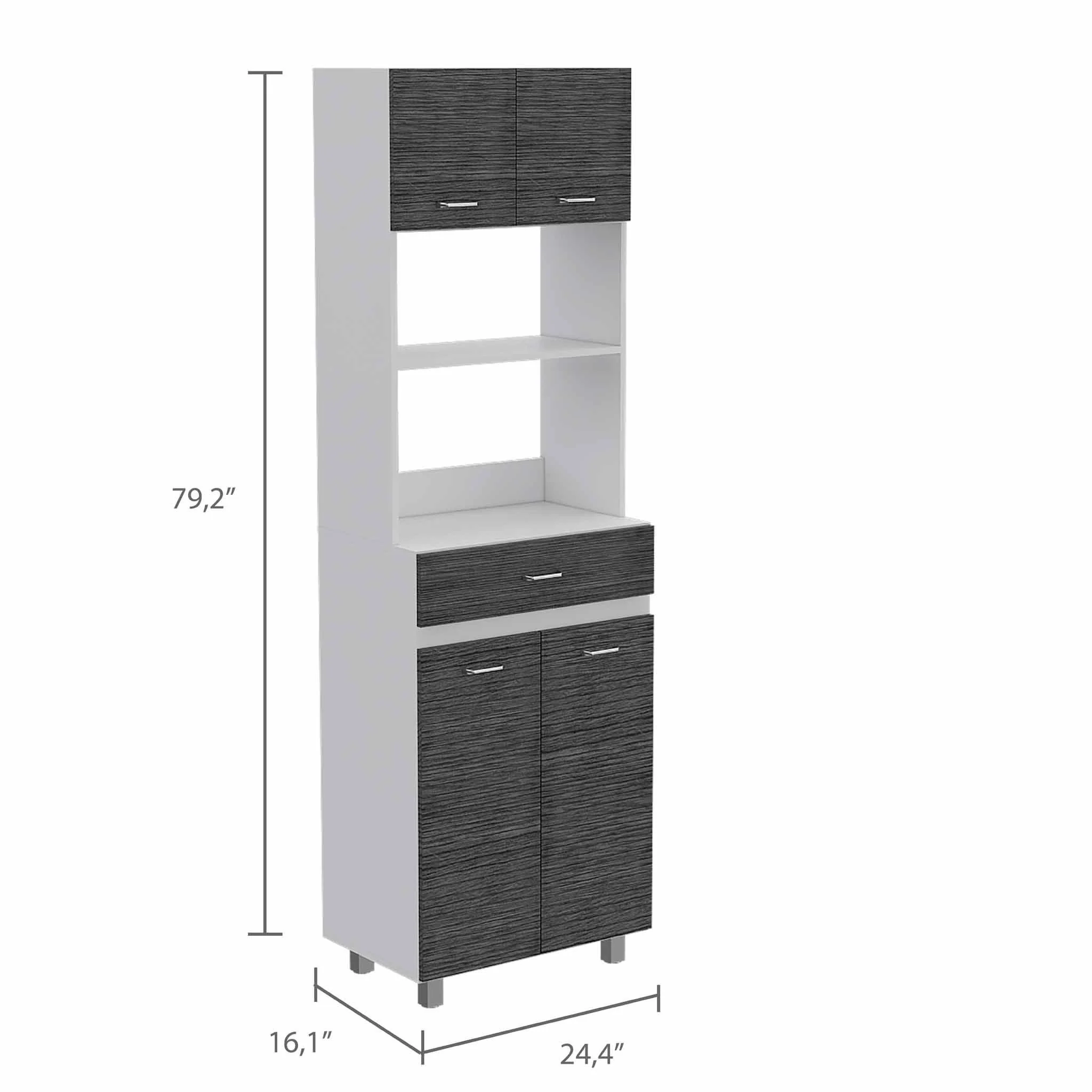 Modern Gray Stria Tall Kitchen Cart By Homeroots - Image 3