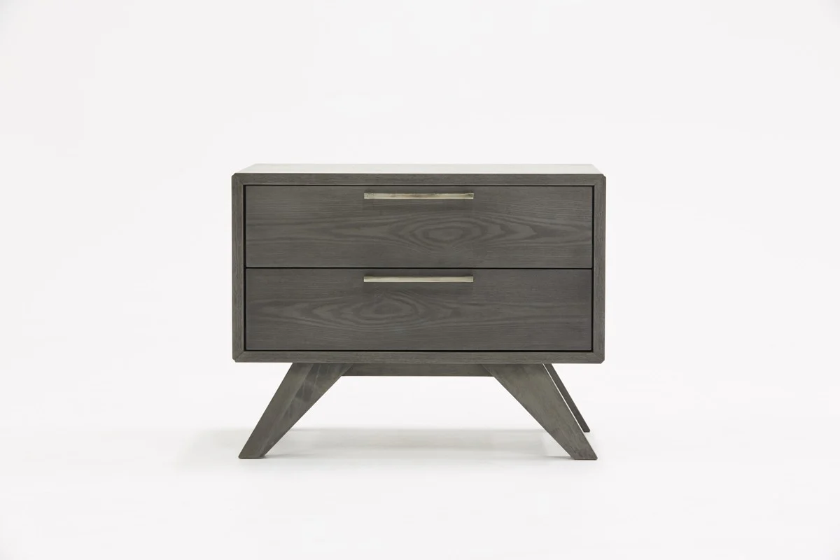 Modern Gray Wash Nightstand With Two Drawers By Homeroots - Image 2