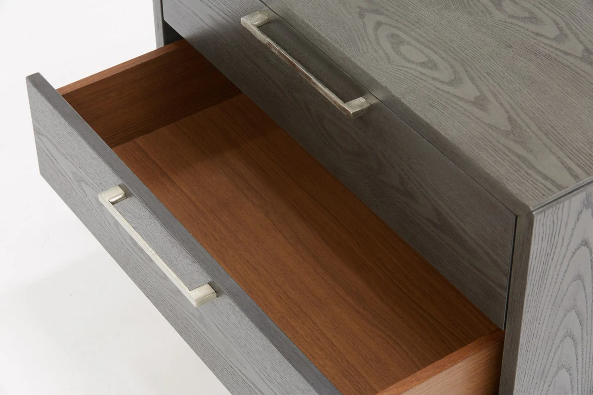 Modern Gray Wash Nightstand With Two Drawers By Homeroots - Image 6