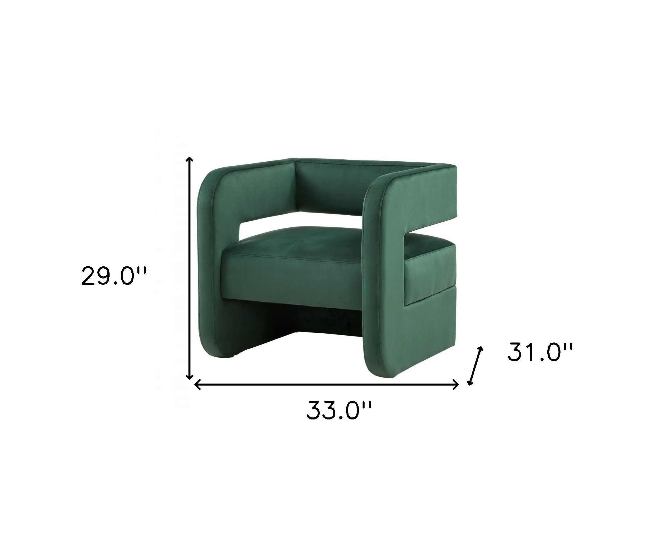 Modern Green Velvet U Shaped Chair By Homeroots - Image 6